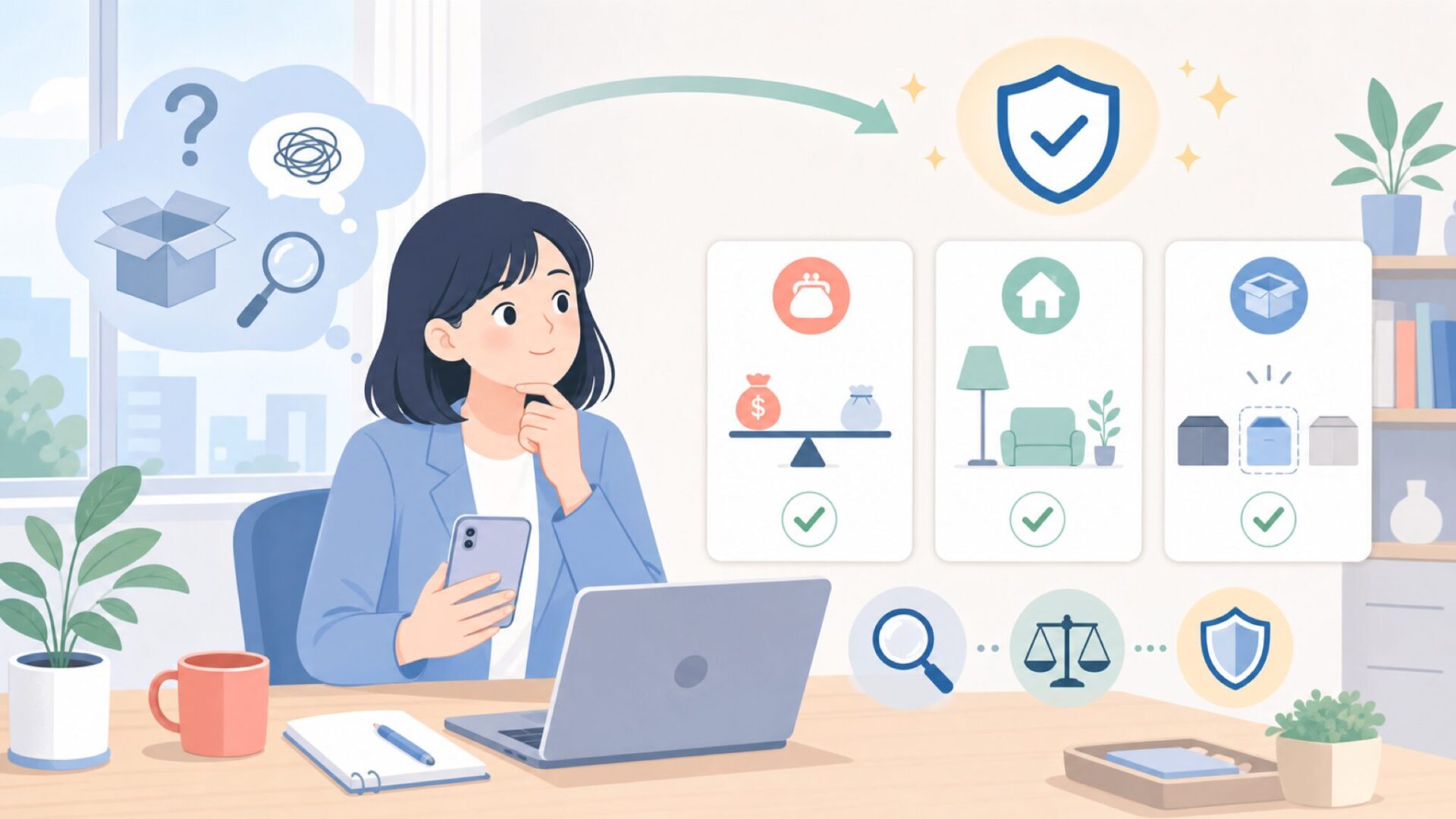 TMY製品を安心して買うための判断ポイントを表すイラスト