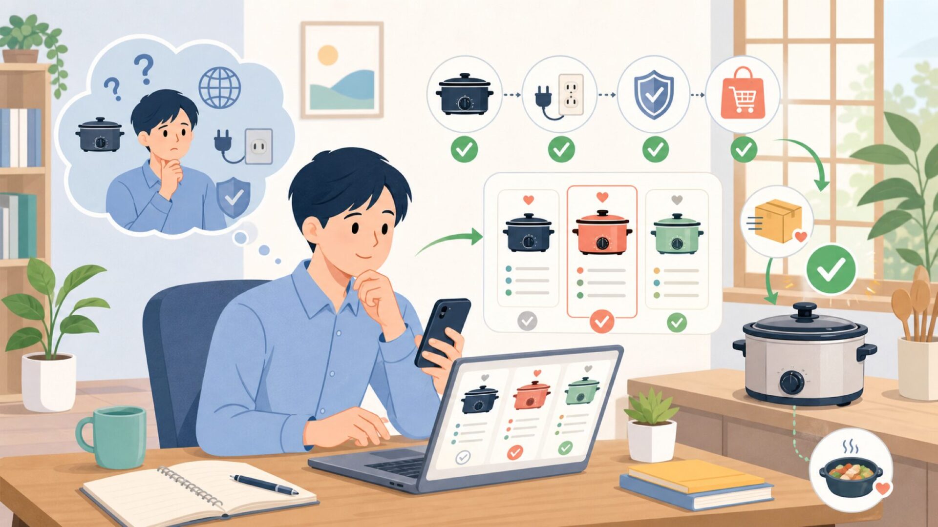 日本でCrock-Potを安心して使うための実用ガイドを表すイラスト