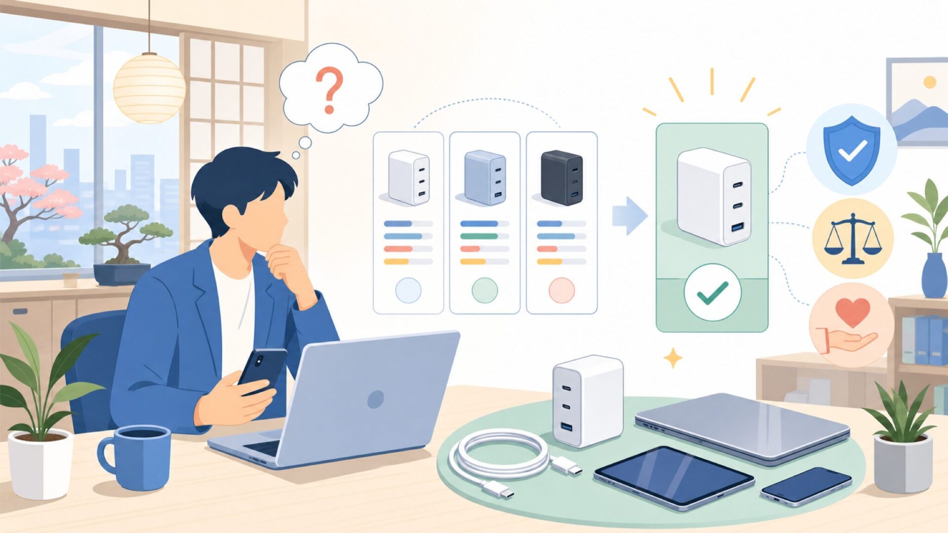 Toocki 100W急速充電器のスペックと実力を表すイラスト