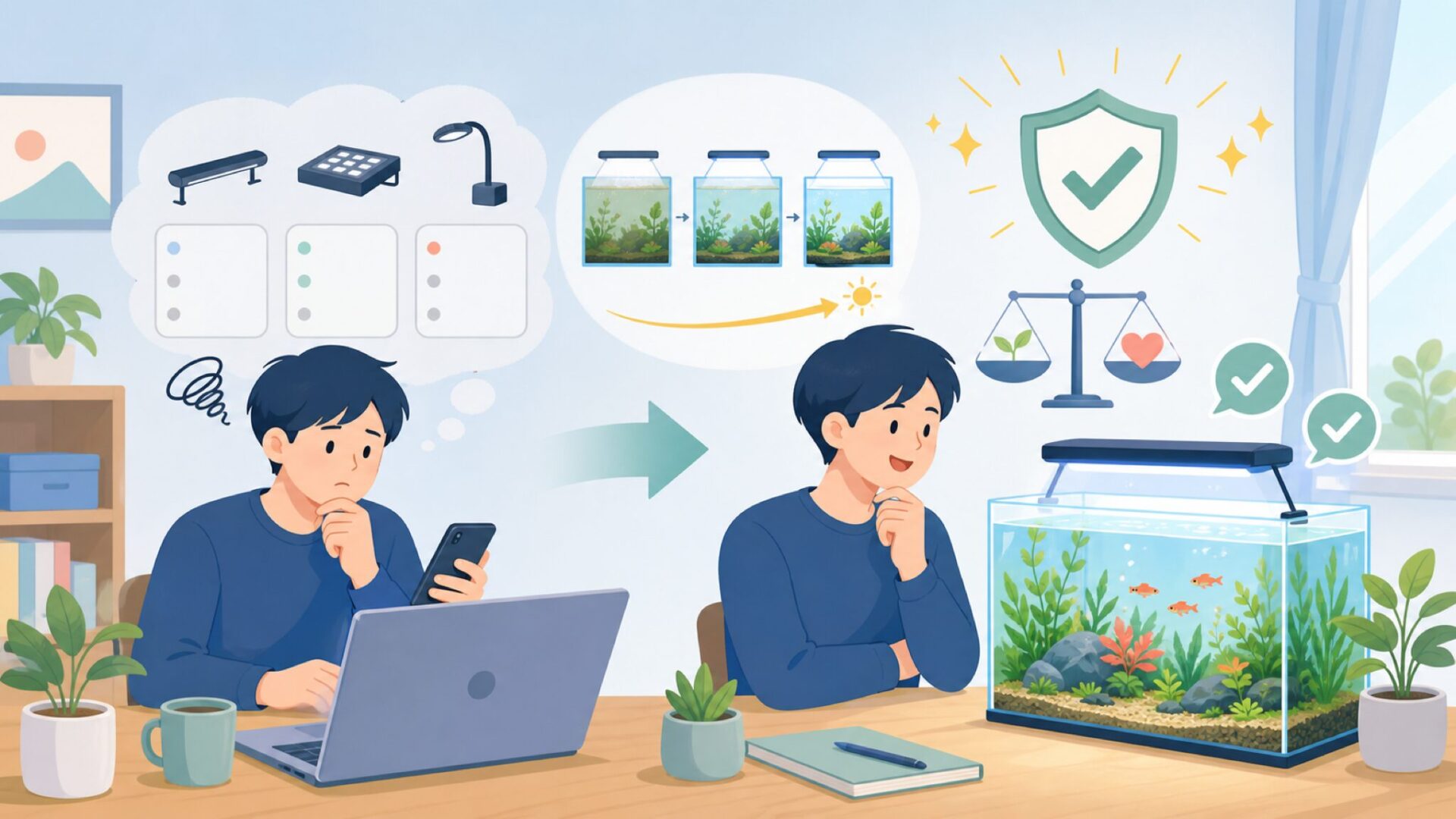 HyggerのLEDライトを使い込んで初めて気づくメリットを表すイラスト