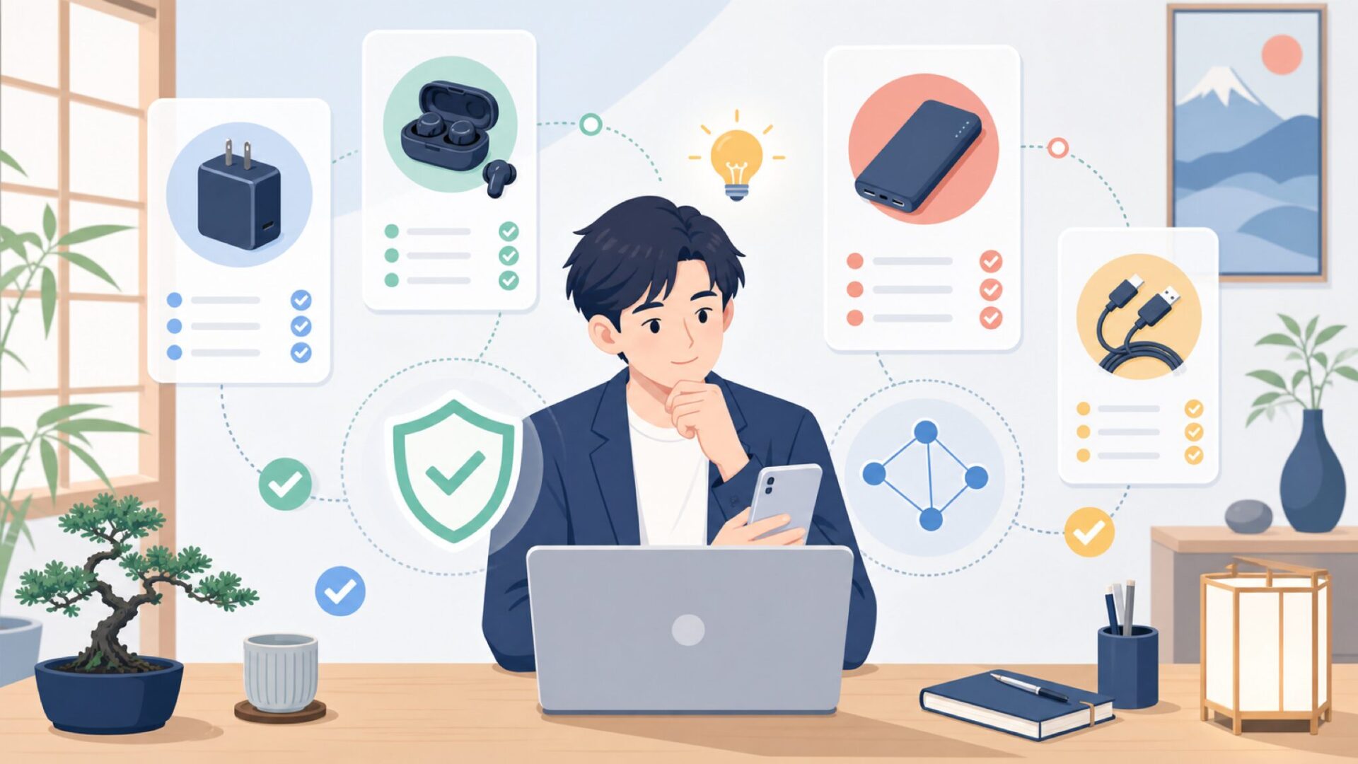 Anker・Ugreen・Benfei……信頼できるブランドとの比較を表すイラスト
