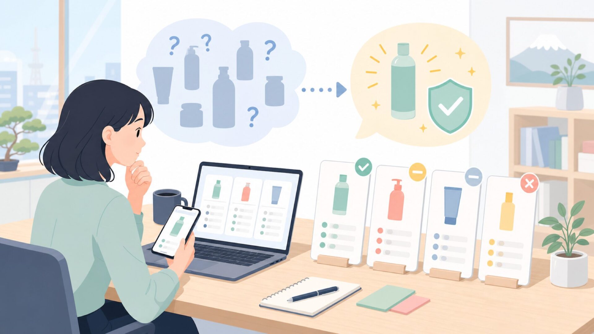 同価格帯の競合ブランドと比較したLacdoの立ち位置を表すイラスト