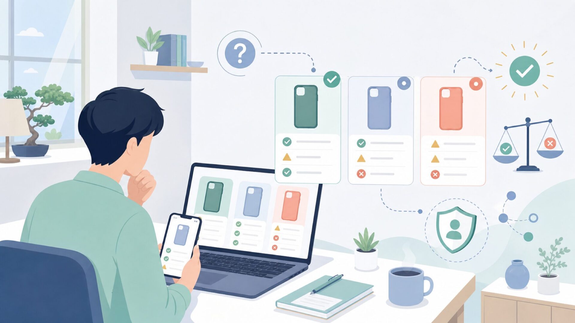 i-Blasonを同価格帯の競合ブランドと比較するを表すイラスト