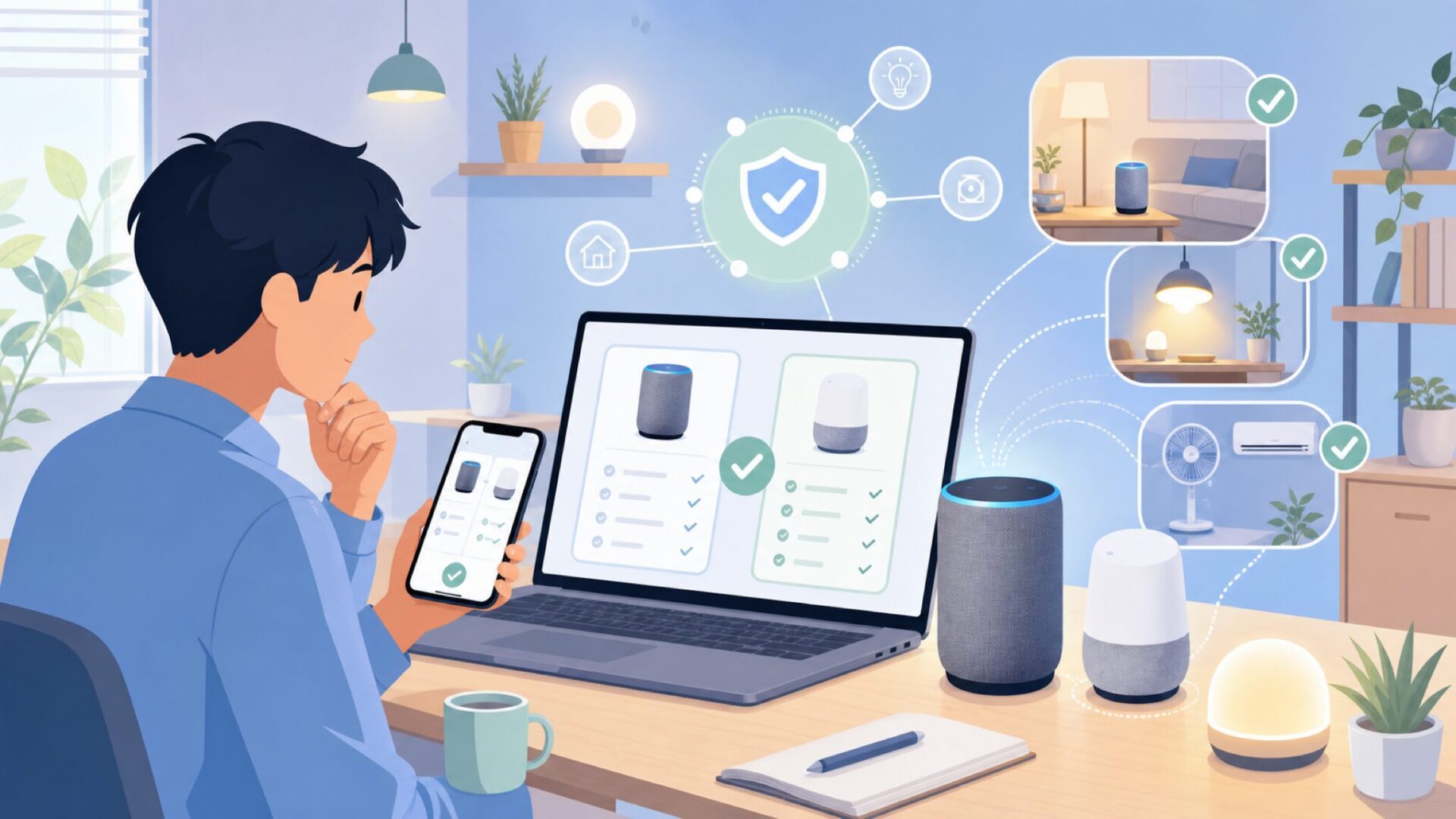 Alexa・Google Homeとの連携と実際の活用シーンを表すイラスト