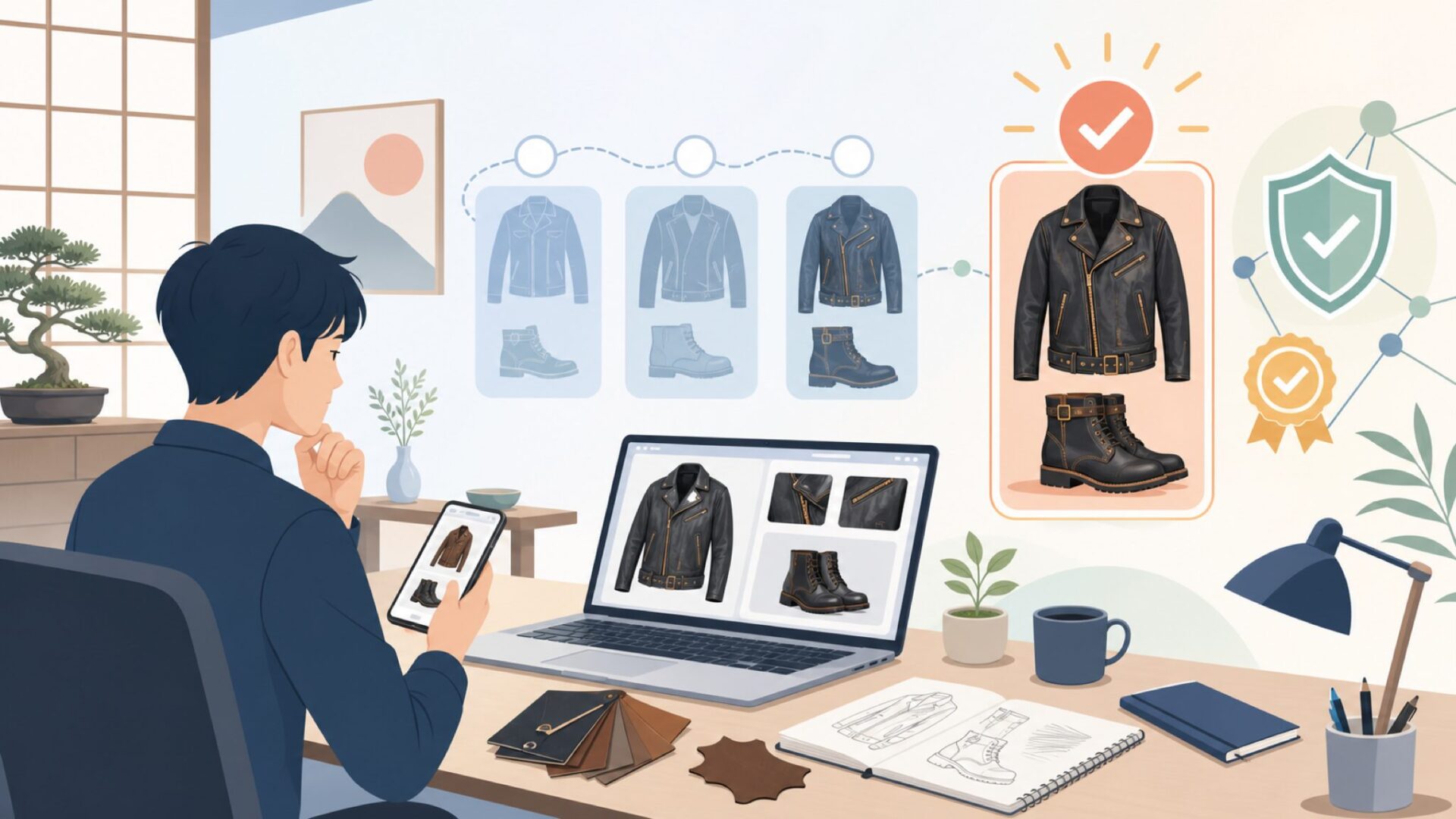 WESCOの頂点「アルチザン」 — 革ジャン好きが行き着く場所を表すイラスト