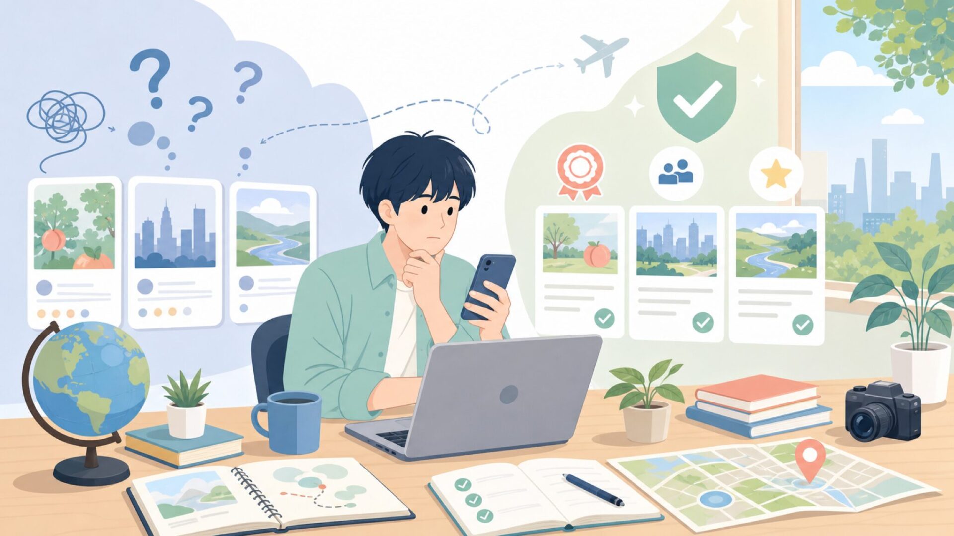 Peachtree・アトランタは旅行先としてどう？信頼の見極め方を表すイラスト