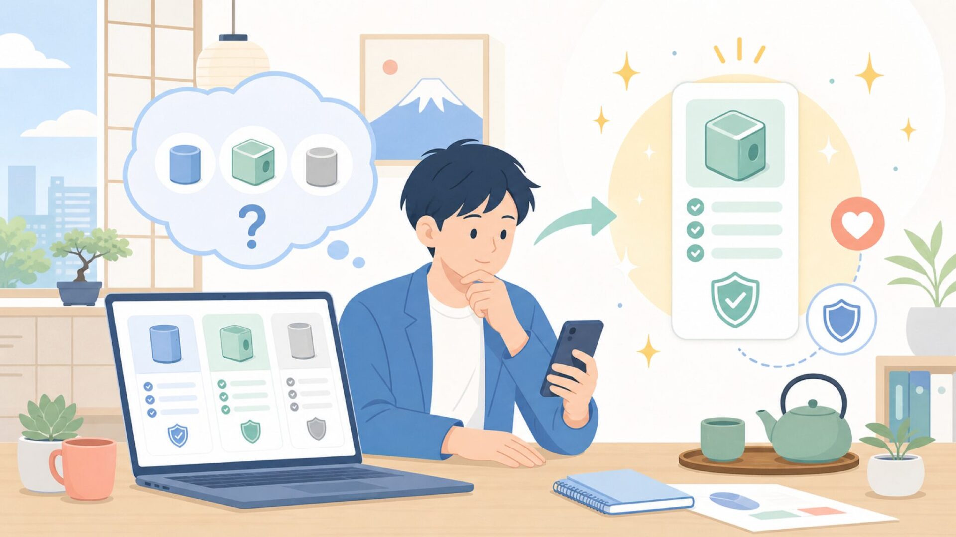 HOMIEEと他ブランドを比べたらどうなるかを表すイラスト