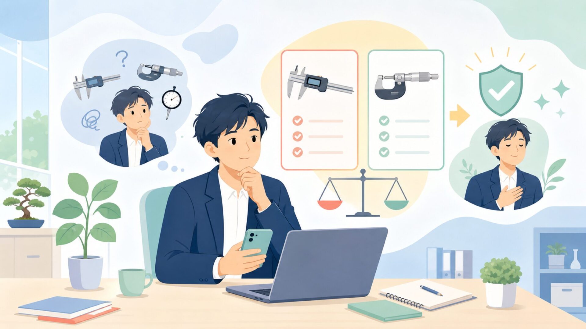 ミツトヨとiGaging、どちらを選ぶべきかを表すイラスト