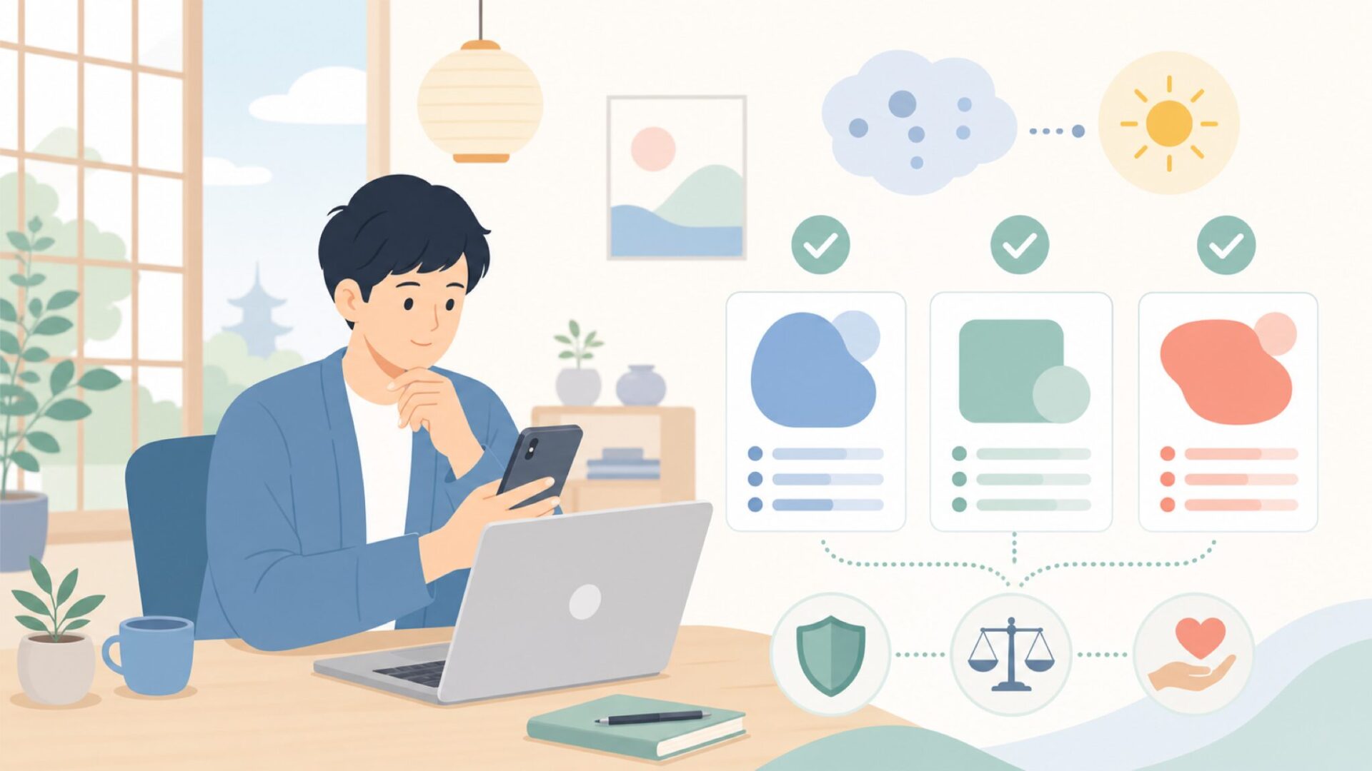 Ginour製品が支持される3つの強みを表すイラスト