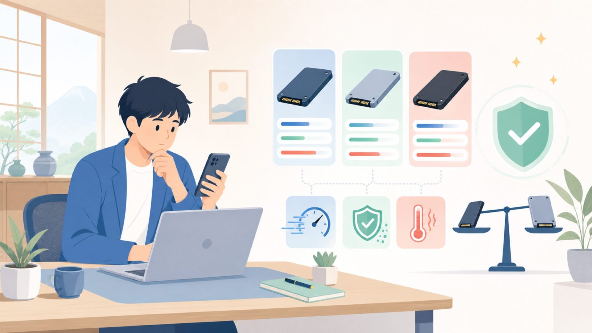 ORICOのSSDは実際どうなのか：速度・耐久性・発熱を正直評価を表すイラスト