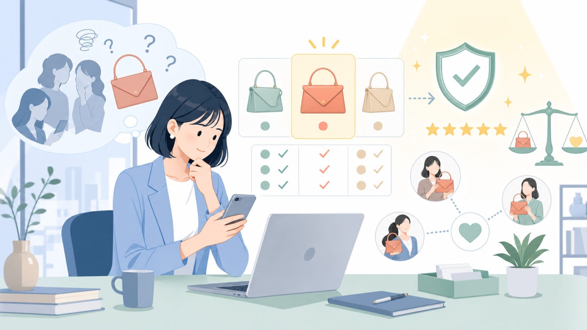 セレブ・メディアの評価とYUZEFIが世界で選ばれる理由を表すイラスト
