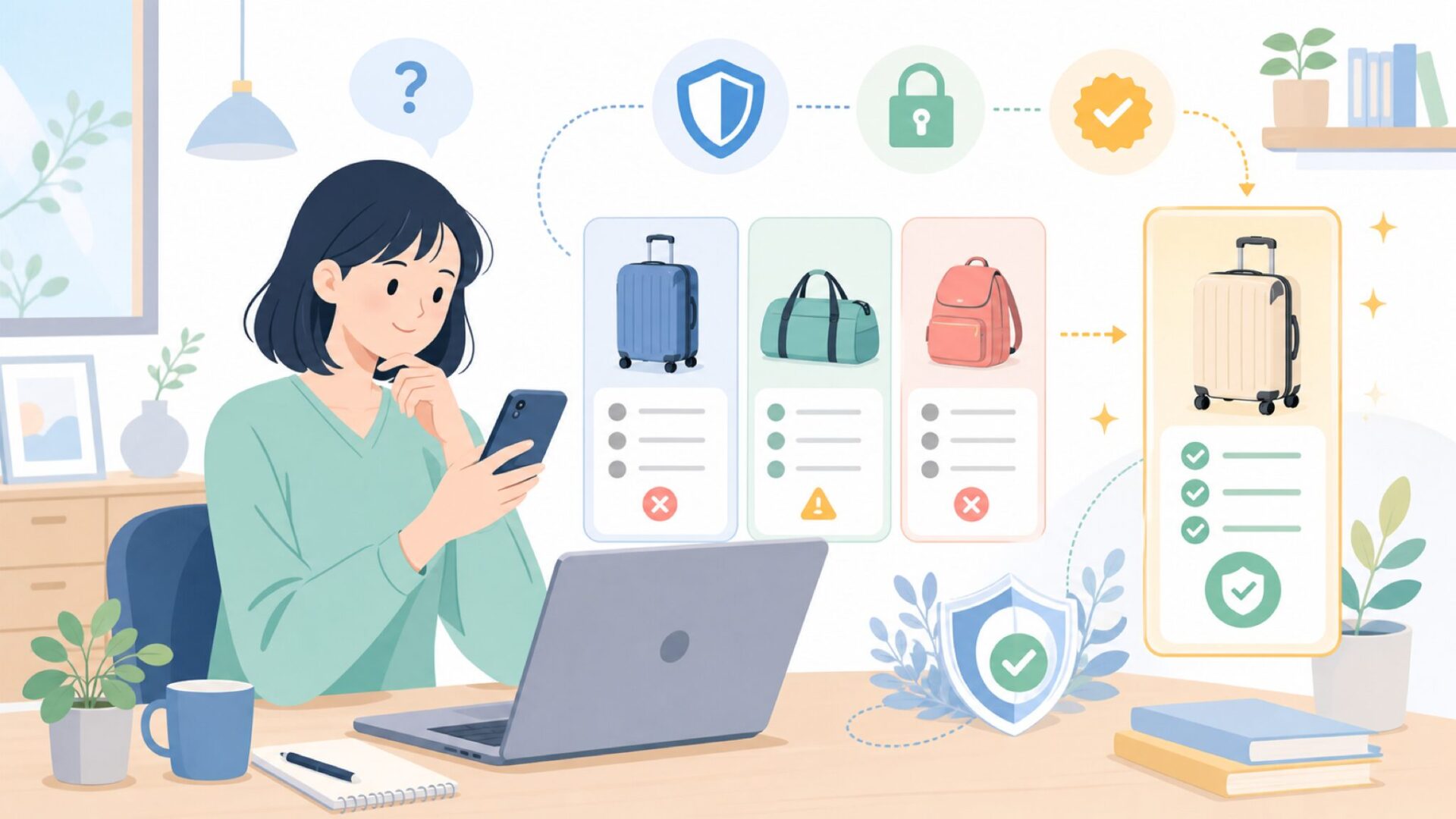 Travistarを安全に購入する方法と選び方を表すイラスト