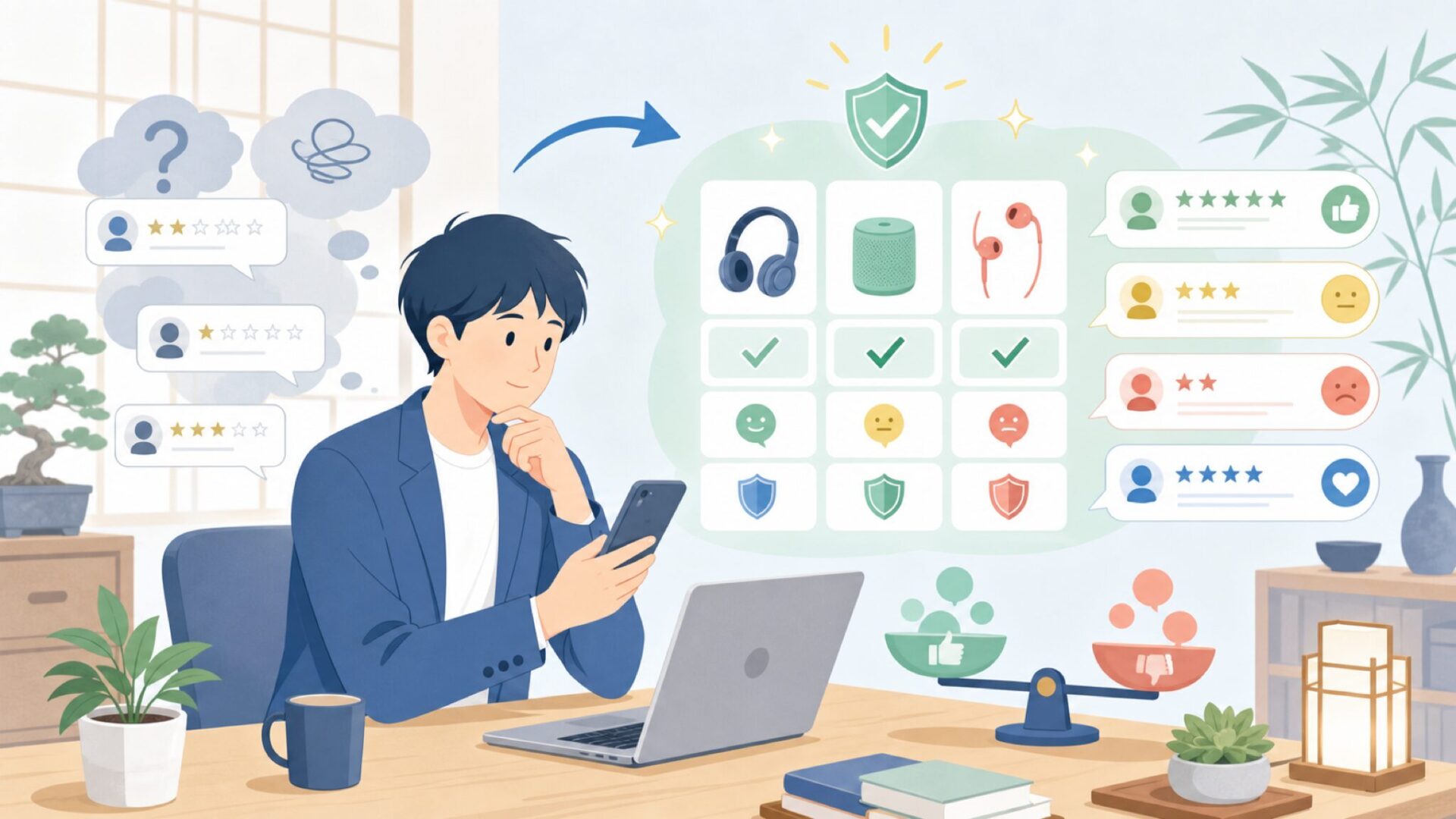 実際のユーザー評判と口コミを表すイラスト