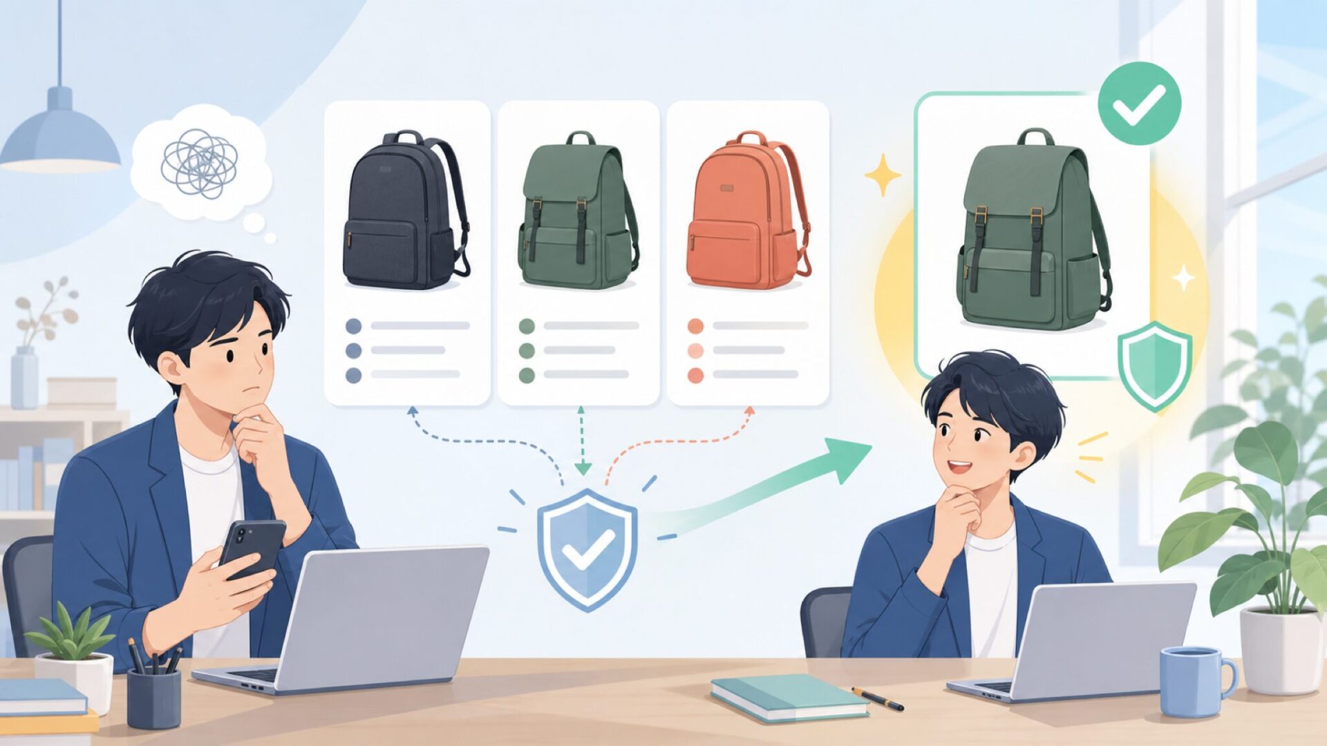 Herschelの人気バックパックモデル3選を表すイラスト