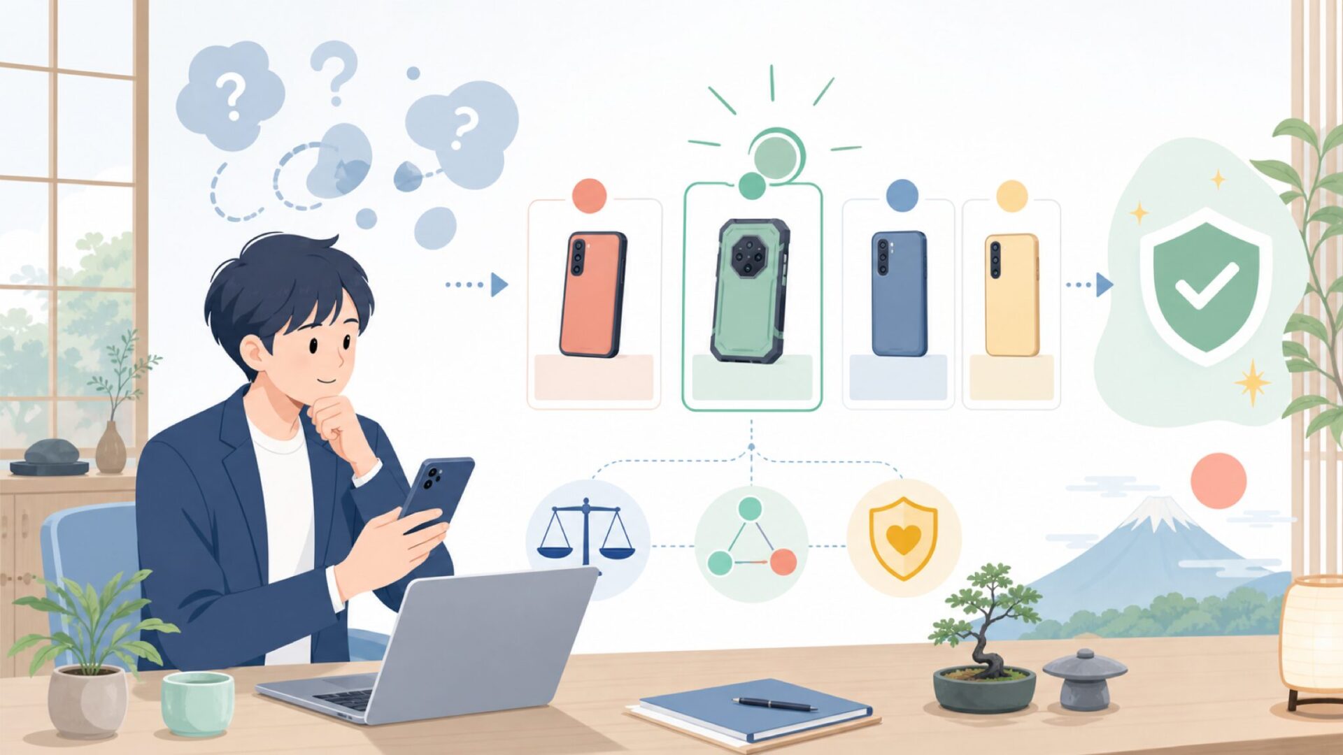 AGM Mobileと同カテゴリブランドの位置づけを比較するを表すイラスト