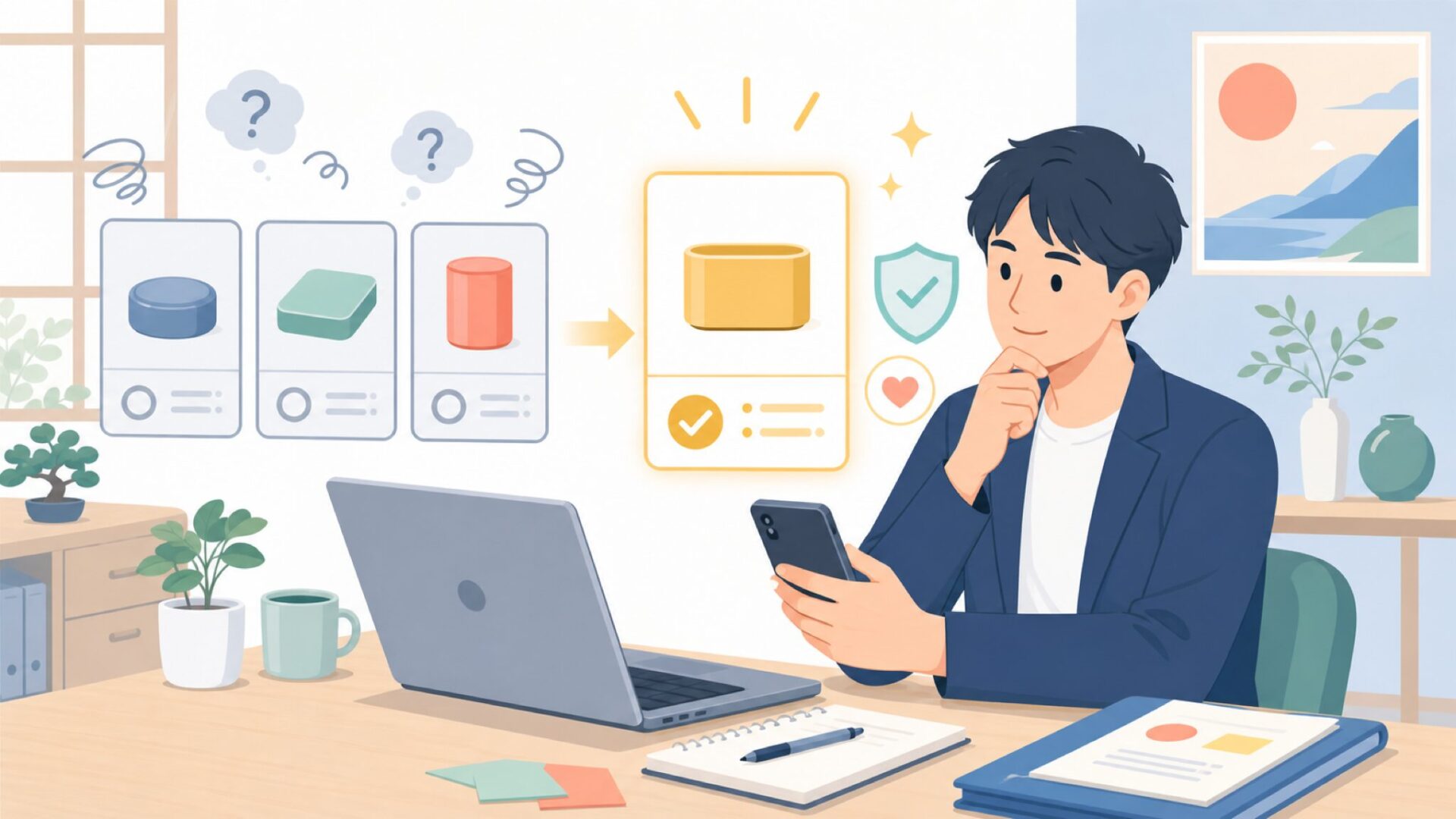 同価格帯の競合ブランドと比べるとを表すイラスト