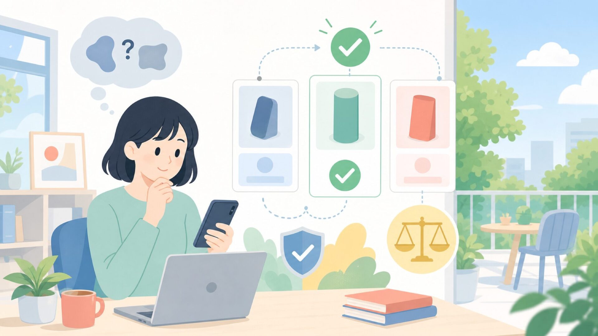 室内・屋外での実力と使ってみた実感を表すイラスト