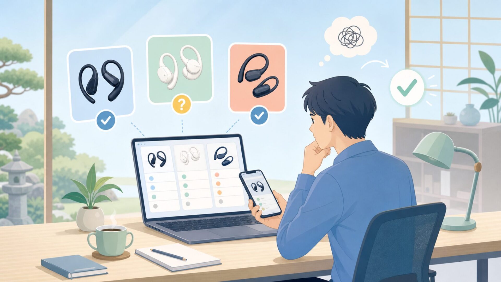 OpenFit（Shokz）など競合と比べた立ち位置を表すイラスト