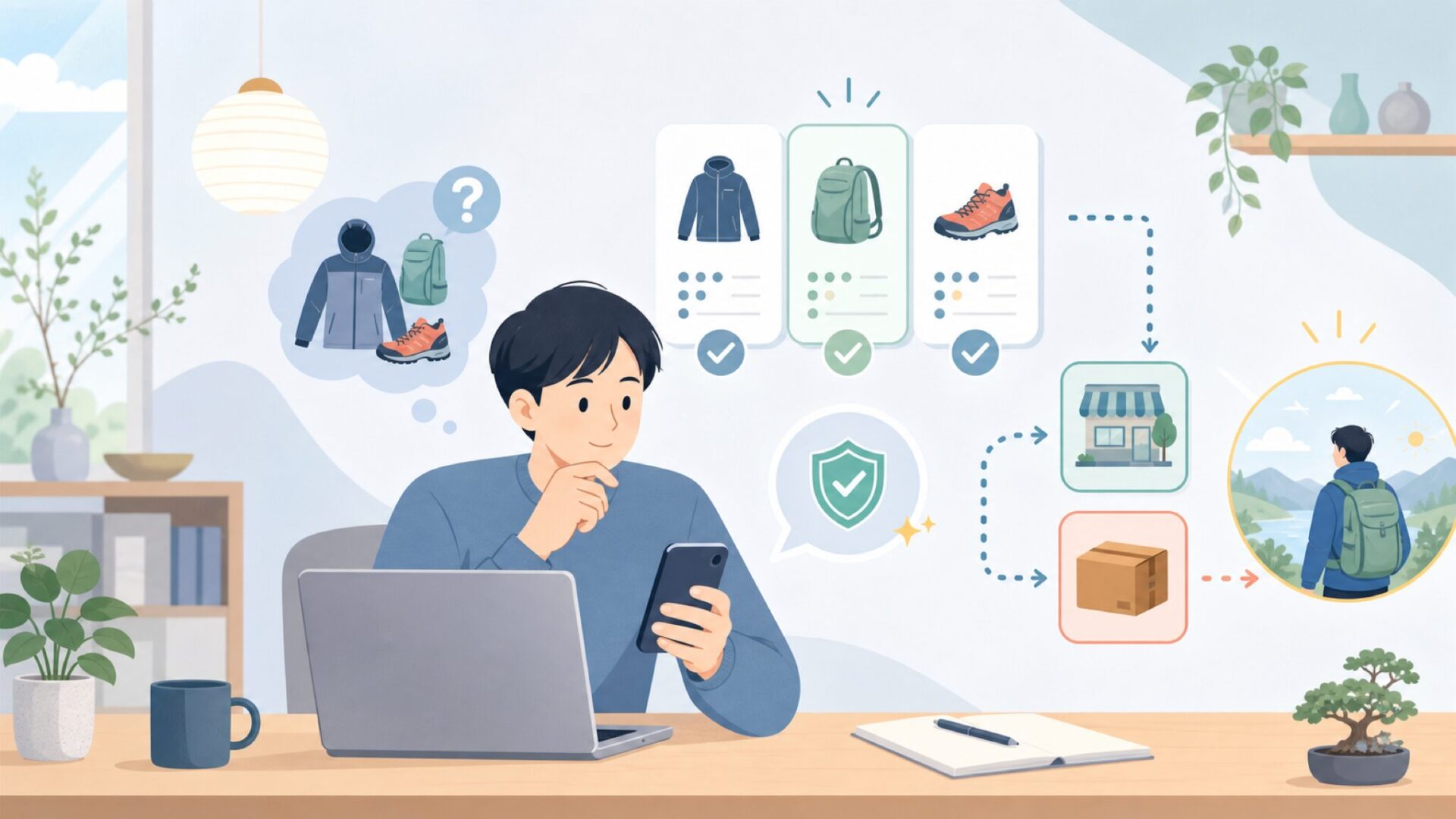 日本でMontaneを買う方法を表すイラスト