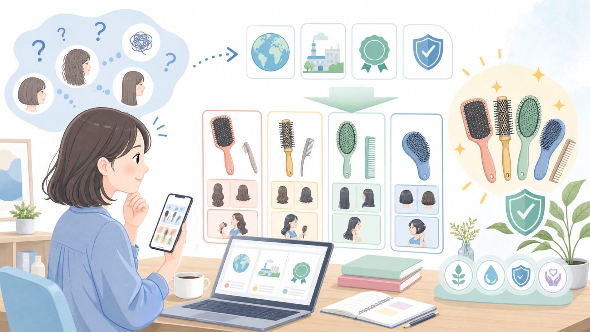 Olivia Gardenの人気商品ラインナップ──原産国を知った上で選ぶを表すイラスト
