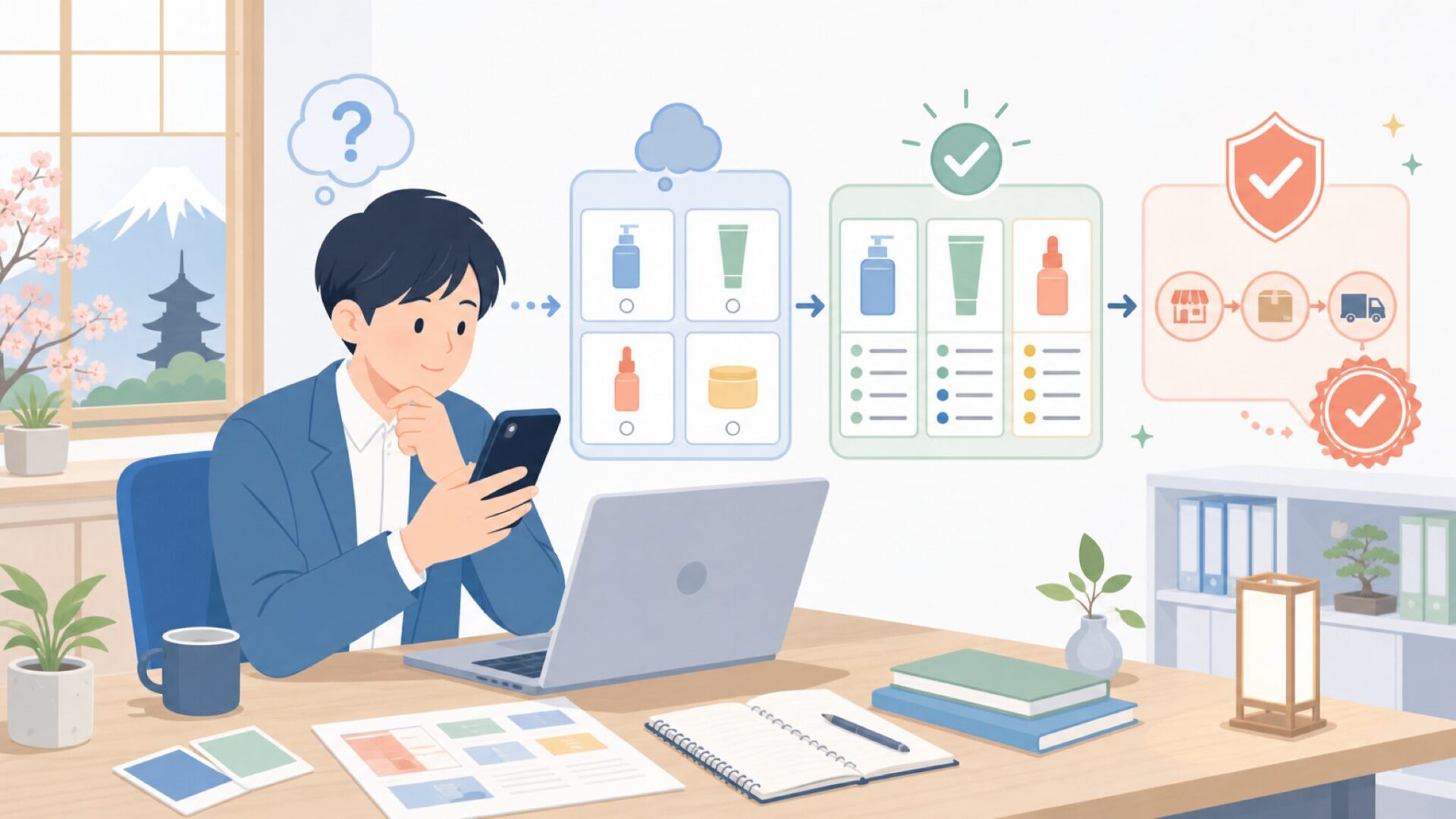 公式・正規店での購入ガイドを表すイラスト