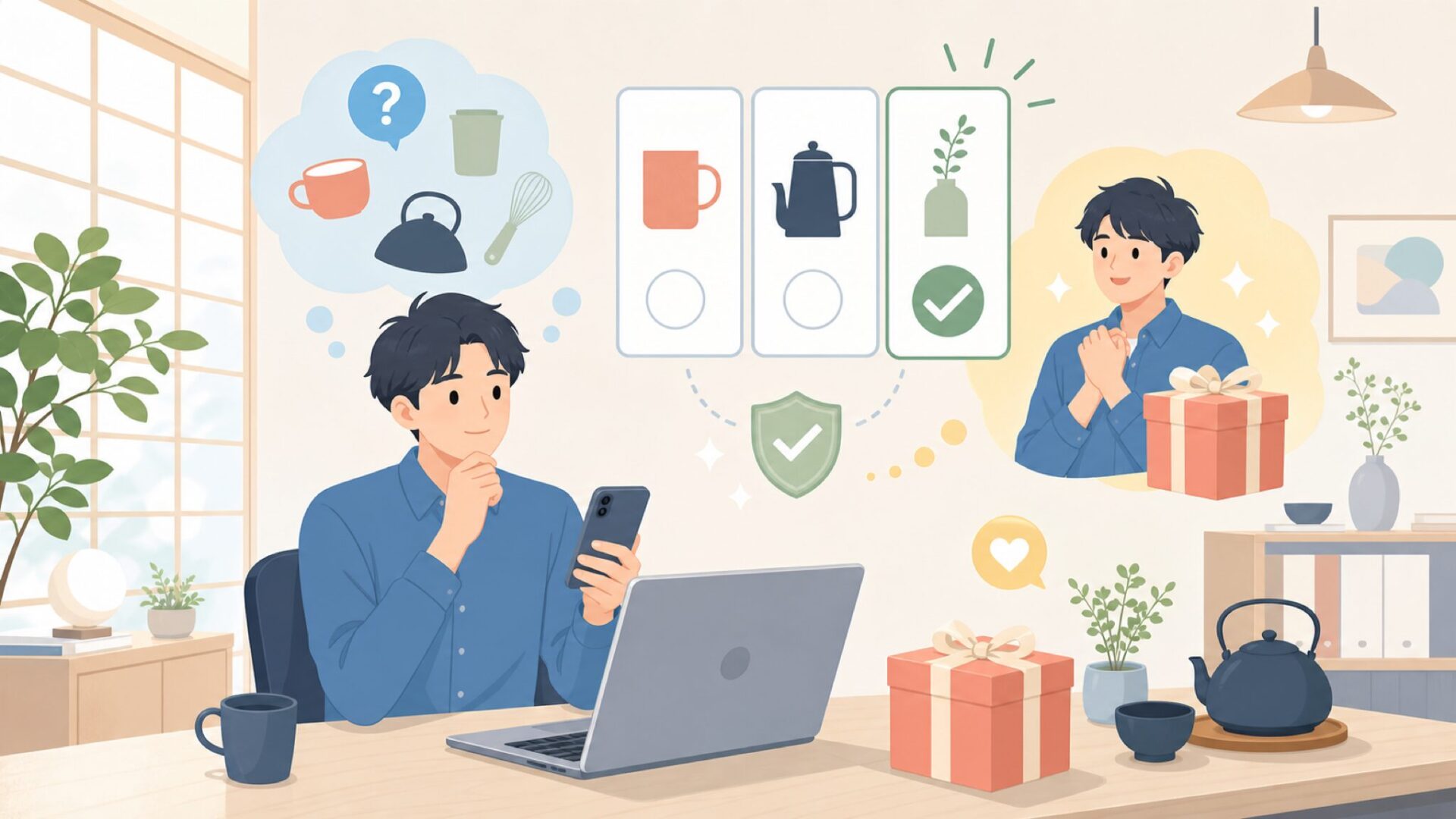 OTOTOはプレゼントに向いている？選び方のコツを表すイラスト