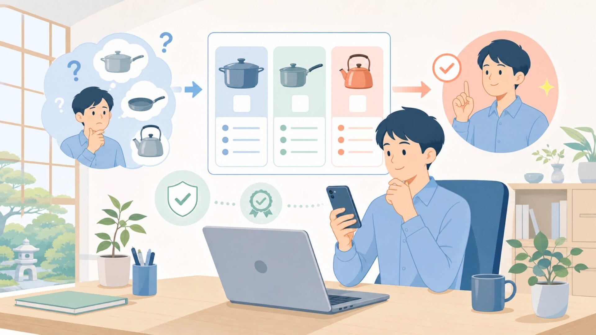 買ってよいか迷ったら知っておきたいTescomaの評価を表すイラスト