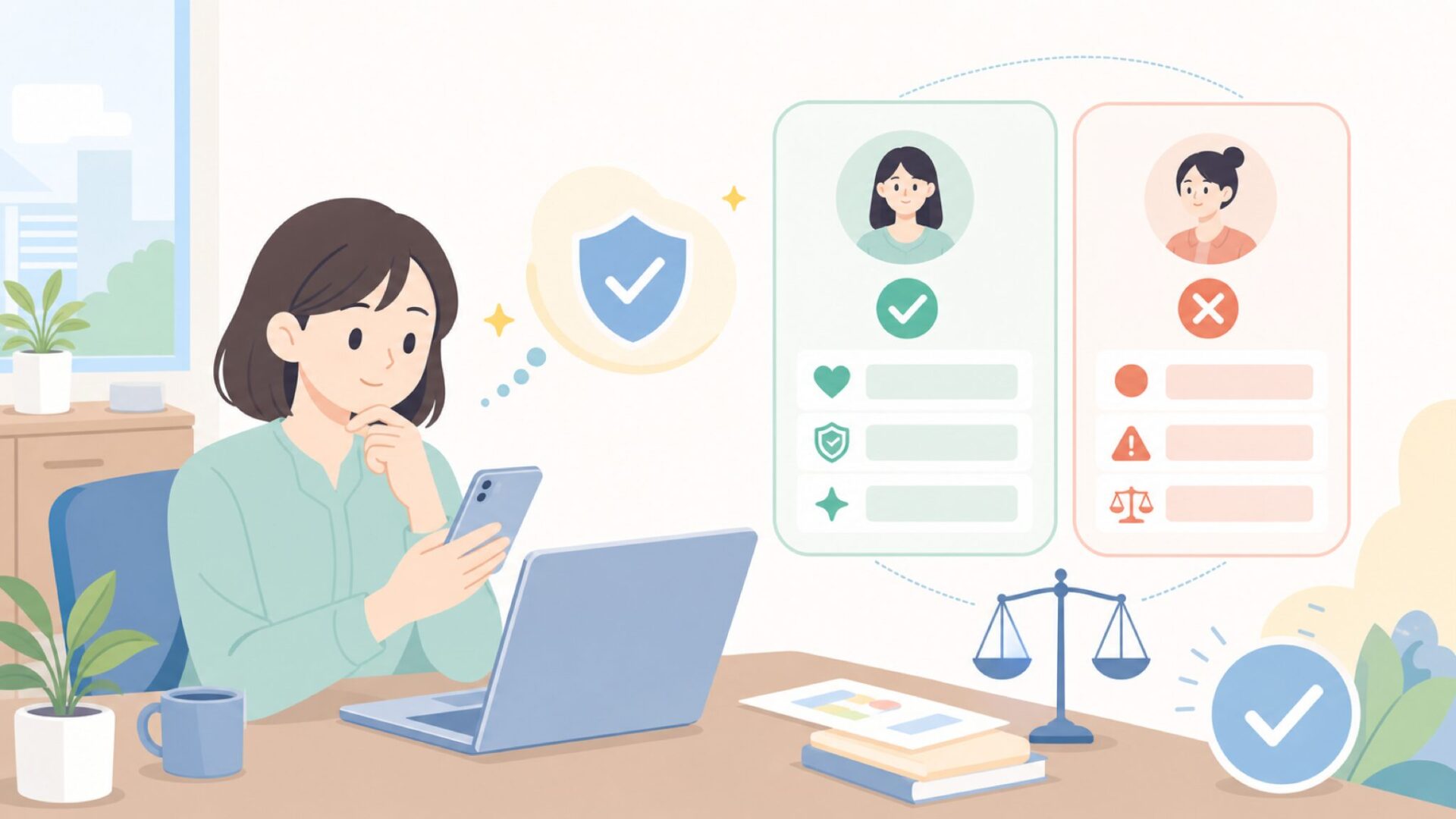 BYOMAが向いている人・もう少し検討したい人を表すイラスト