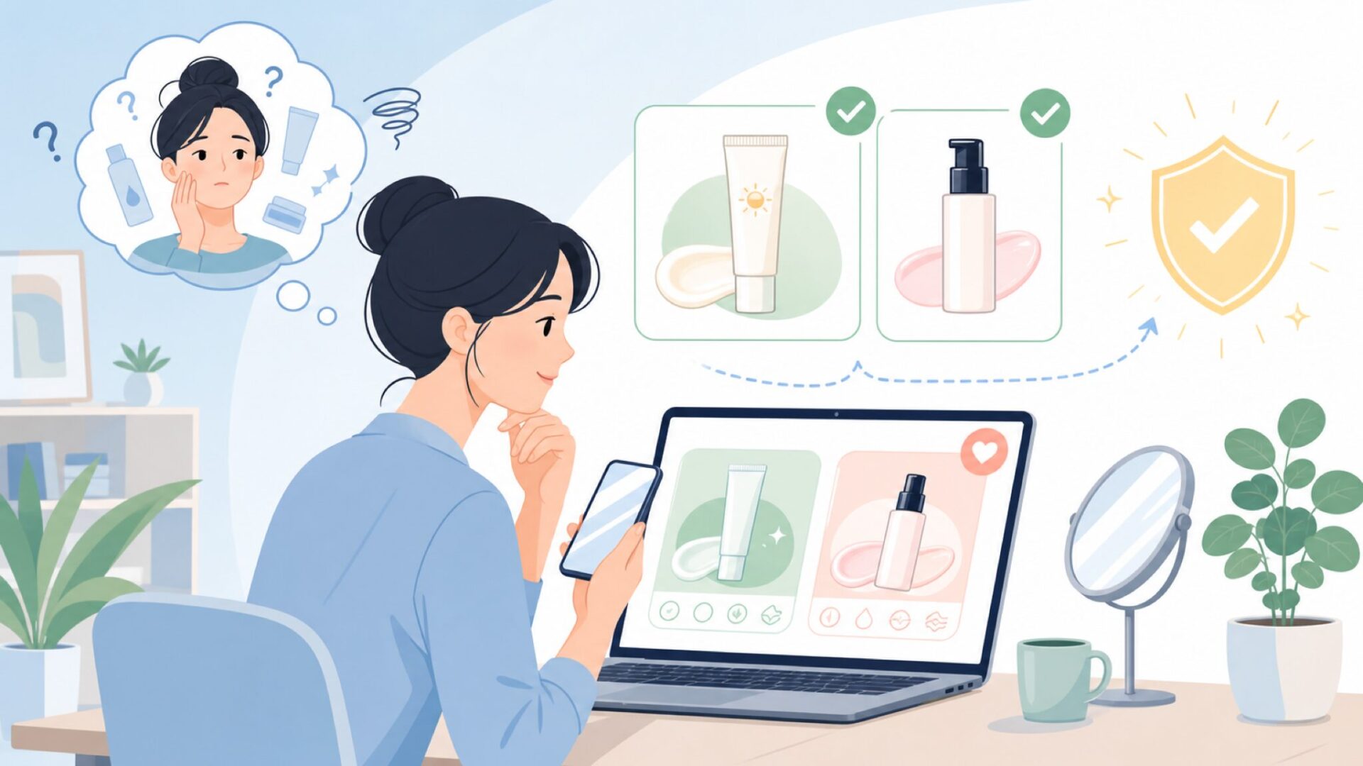 日焼け止め・下地で完成するDear Klairsのベースケアを表すイラスト