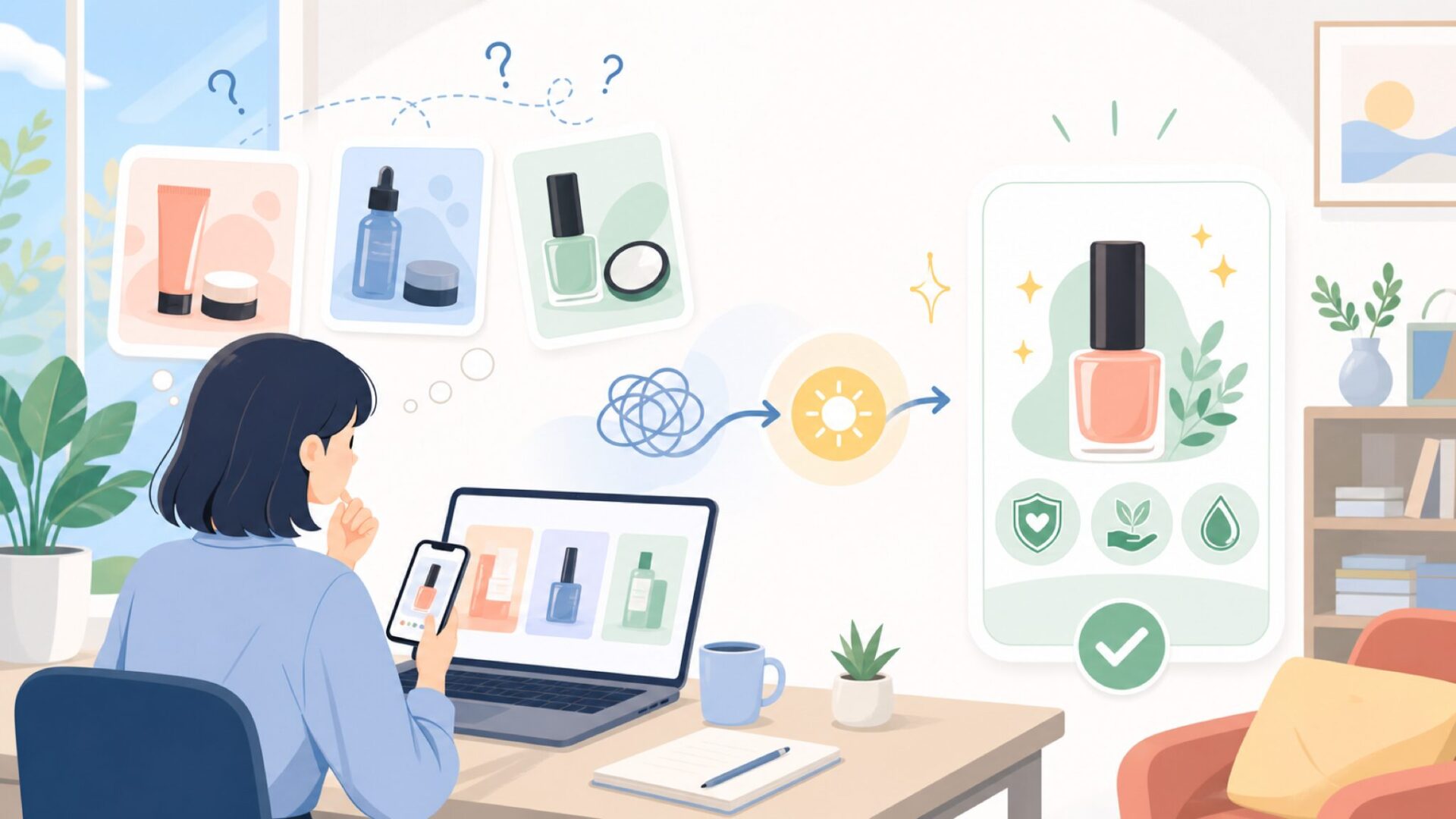 フランス系ブランドとして比べてみる——Nailmaticを選ぶ理由を表すイラスト