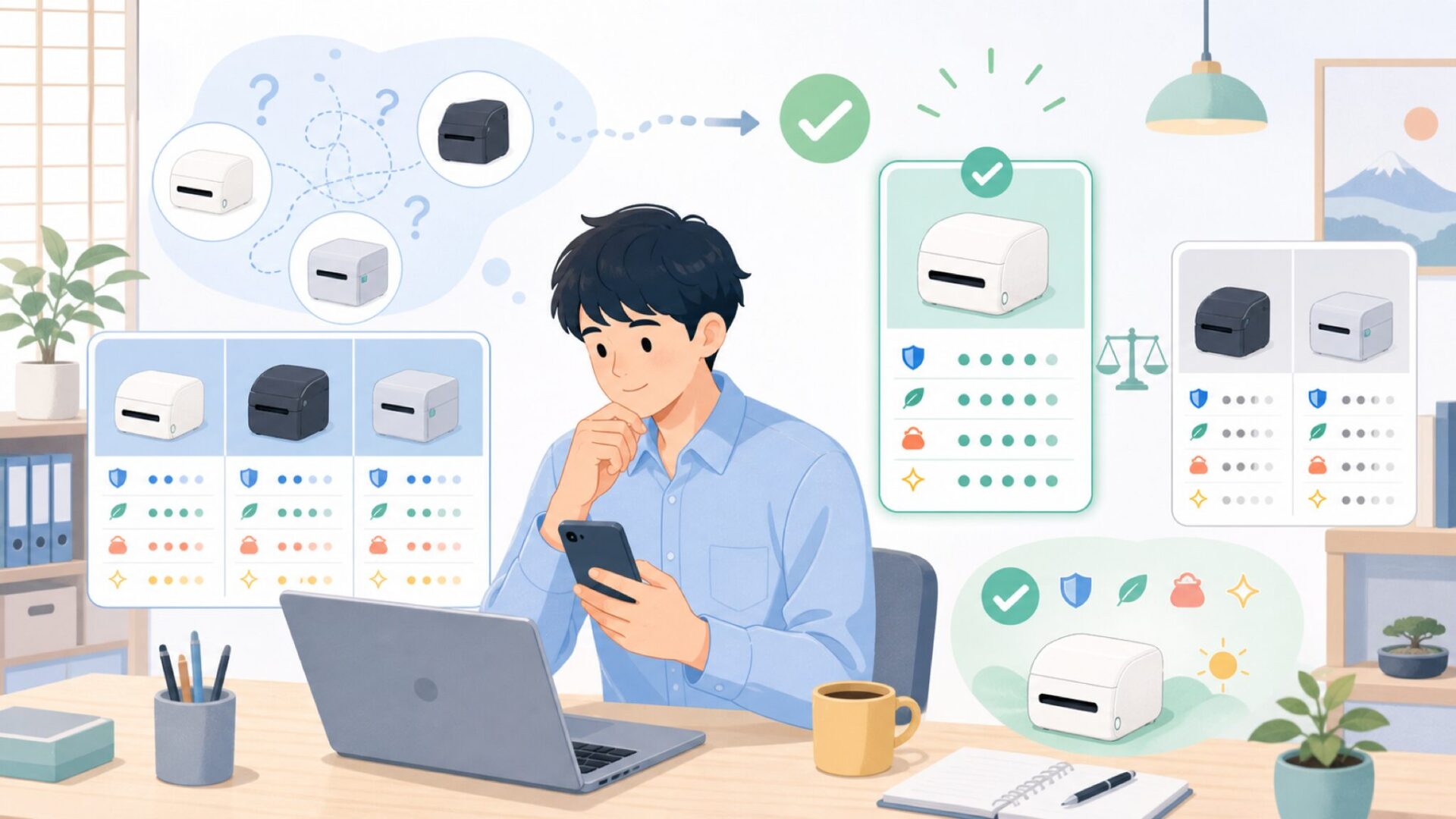 テプラ・ブラザーとの違いを正直に比較するを表すイラスト