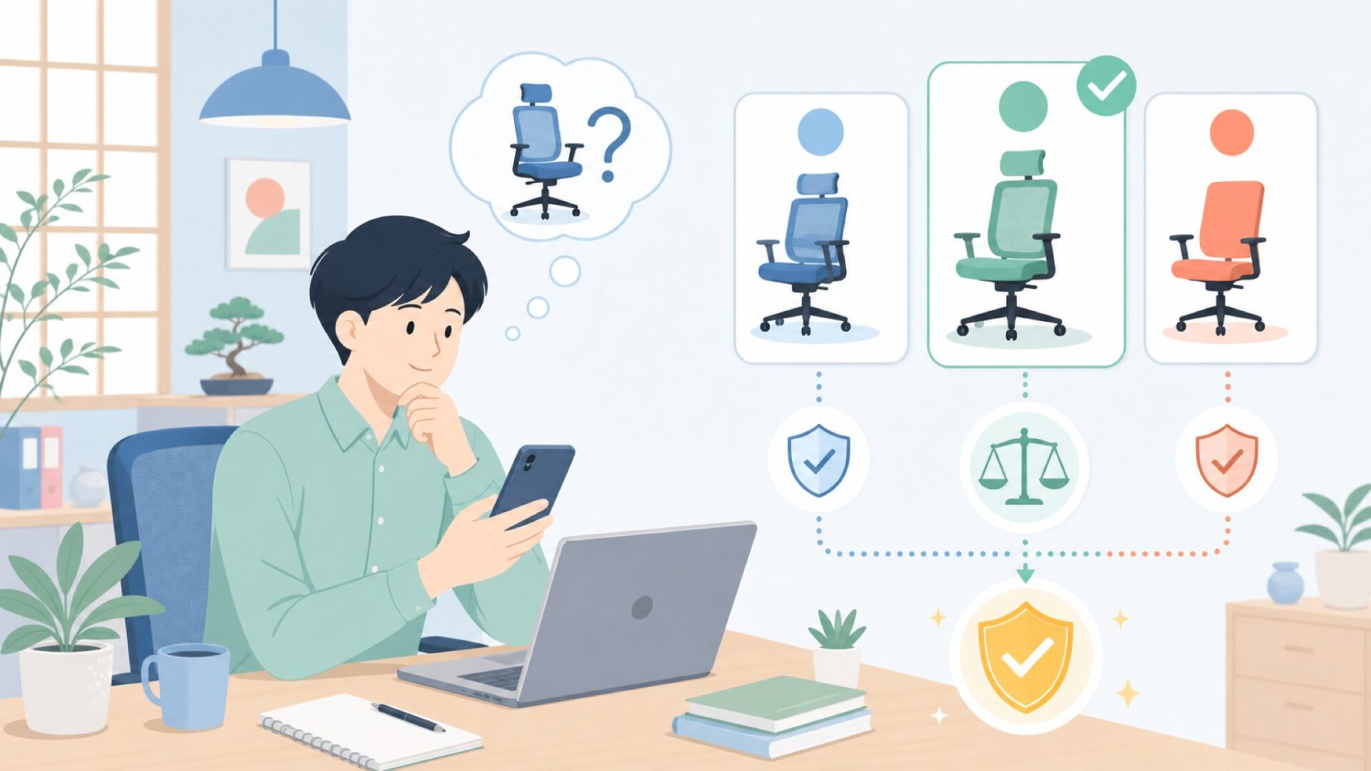 同価格帯チェアとの比較——FelixKingは本当にコスパが高いのかを表すイラスト