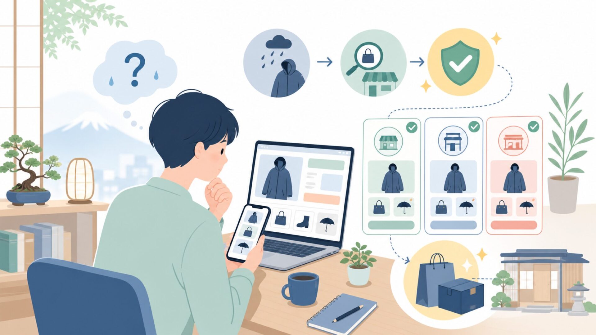 日本でRAINSはどこで買える？正規取扱と購入の注意点を表すイラスト