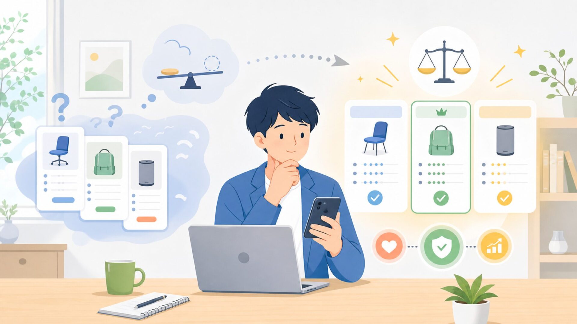 価格は妥当か、コスパの見極め方を表すイラスト