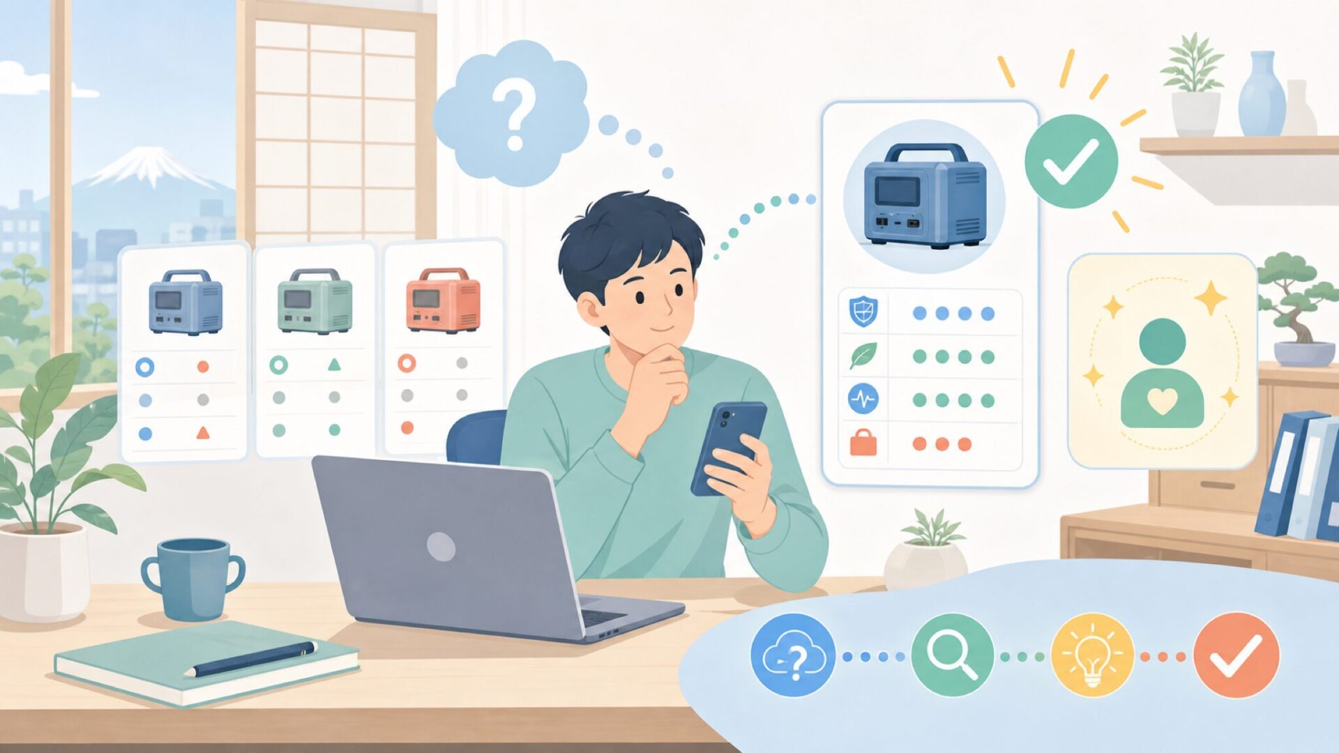 他ブランドと比べたOUPESの立ち位置 — 積極的に選びたい一台かを表すイラスト