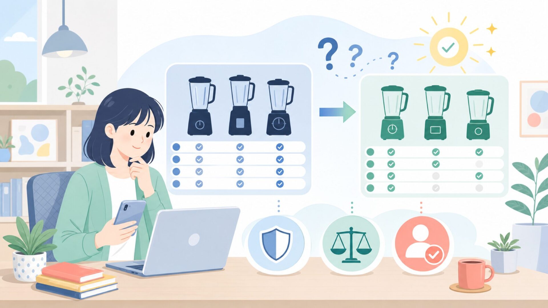 他ブランドと比較|Osterはどんな人に向く?を表すイラスト