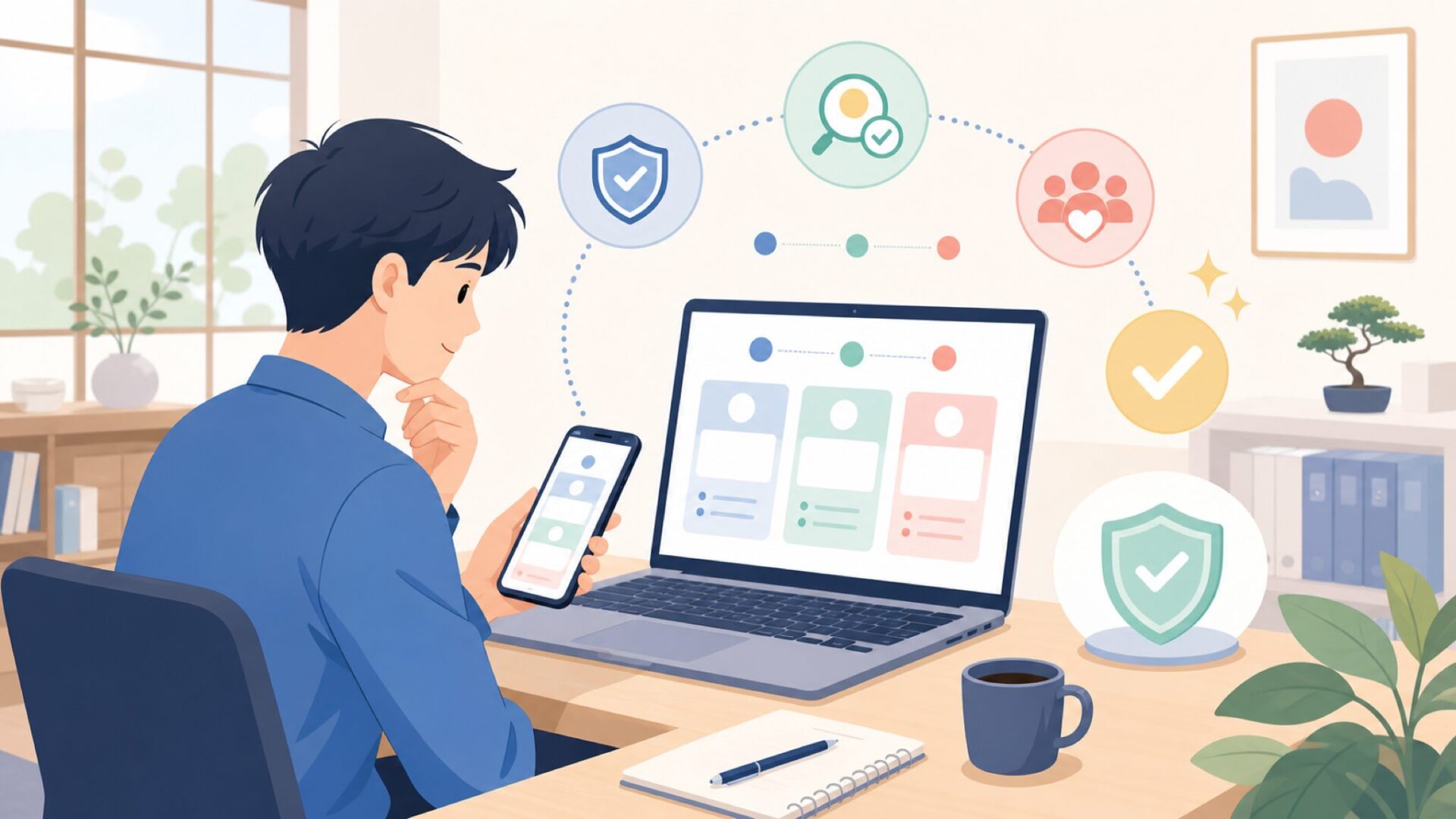Rocorenを購入前に必ずやる3つの確認手順を表すイラスト