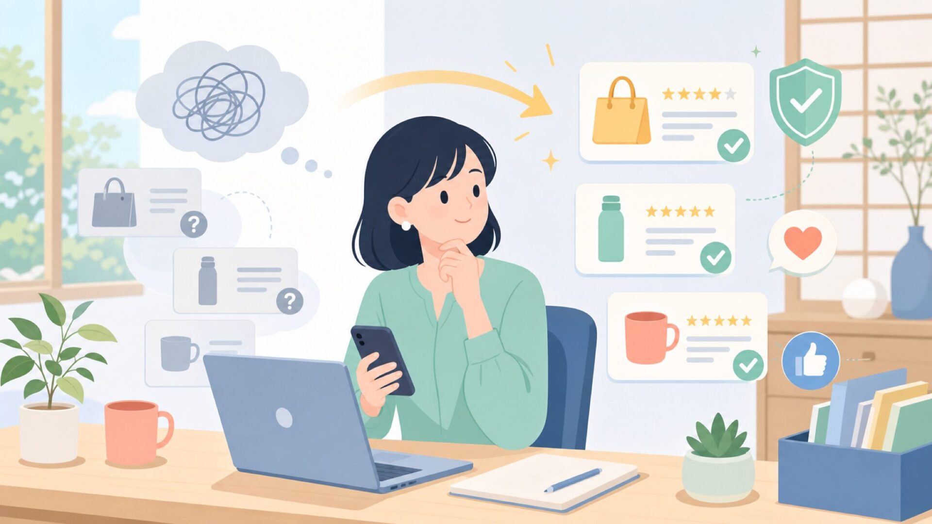 実際に購入した日本人ユーザーの声を表すイラスト