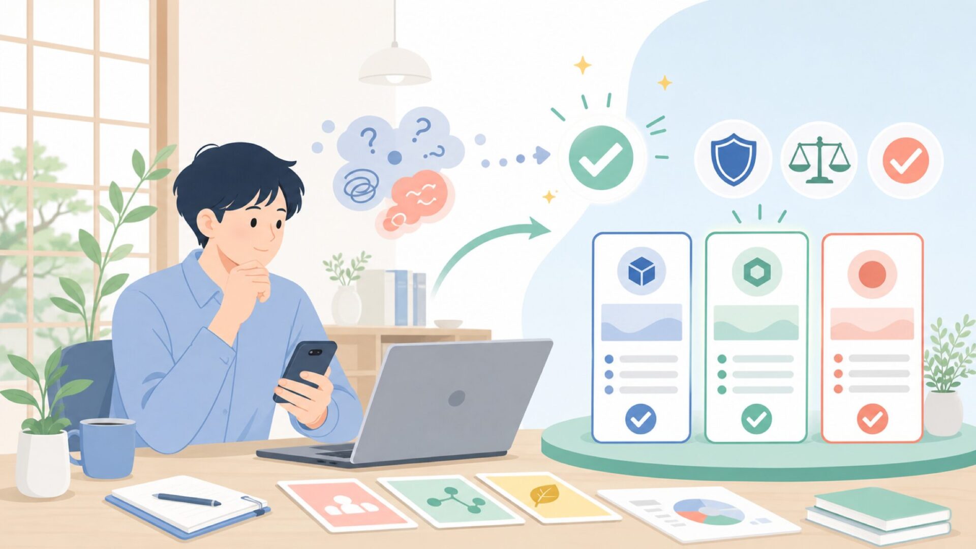 ENVENTORは買うべきか？用途別の結論と他ブランドとの使い分けを表すイラスト