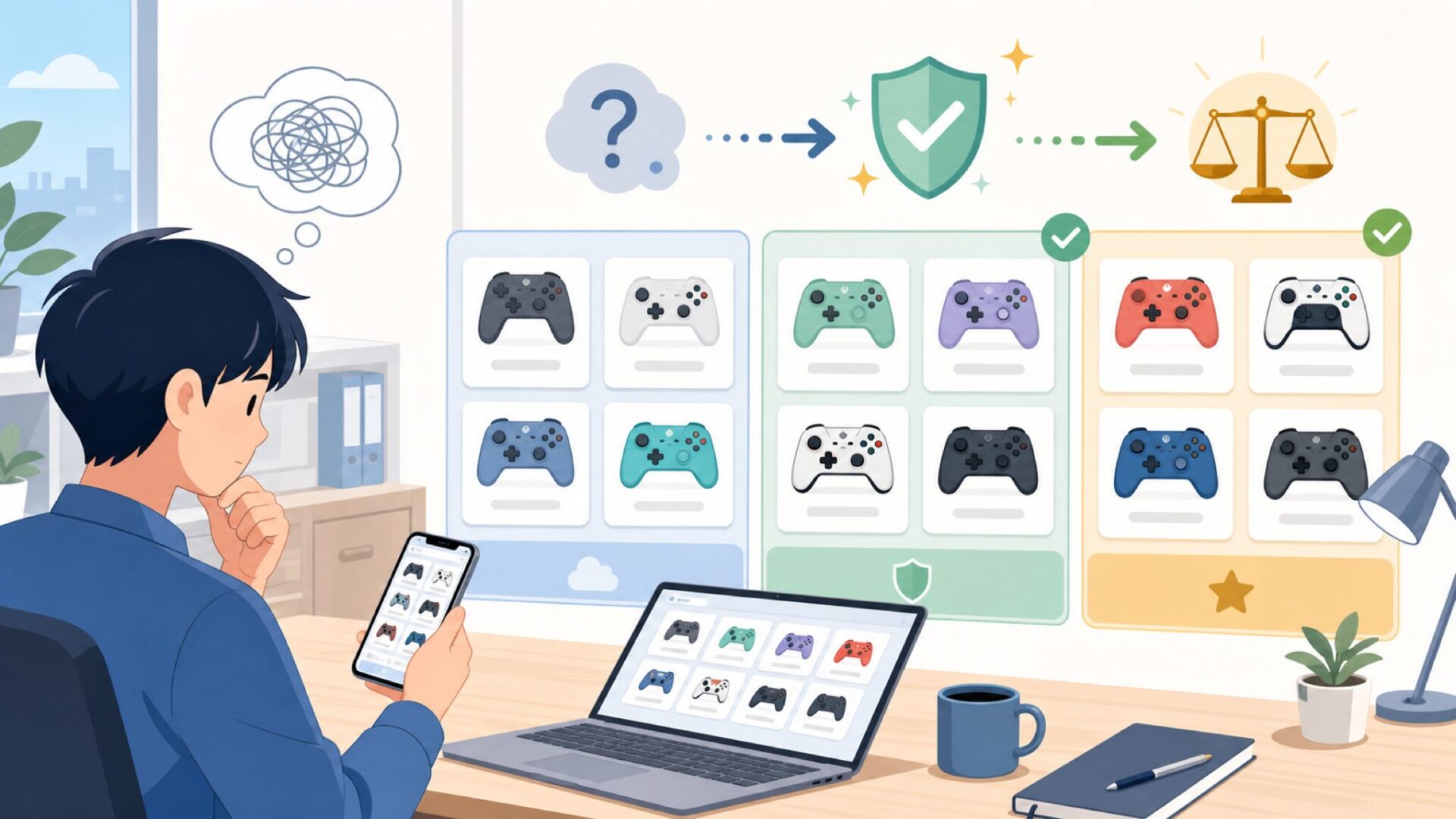 AceGamer SW505の代わりになるおすすめコントローラー8選を表すイラスト