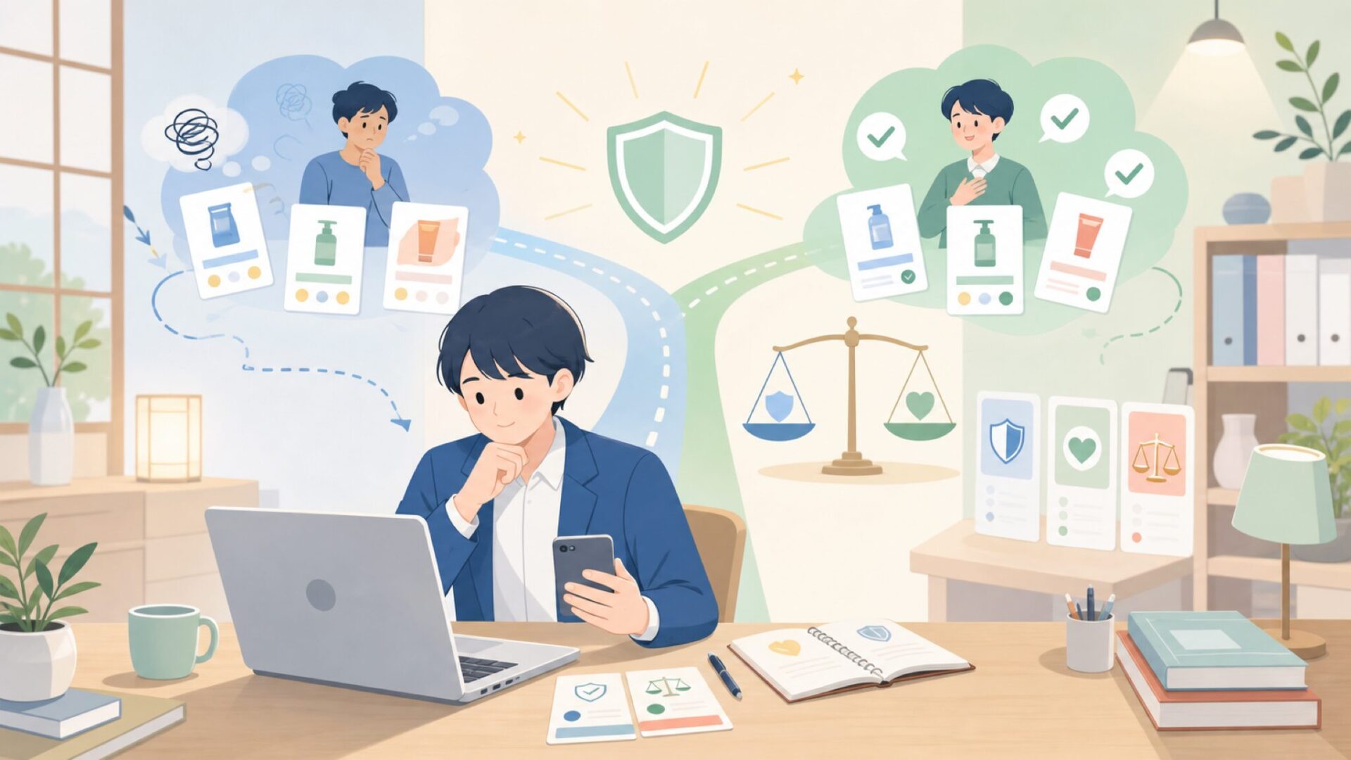 Enteenlyを選んでよい人・慎重に比較した方がよい人を表すイラスト