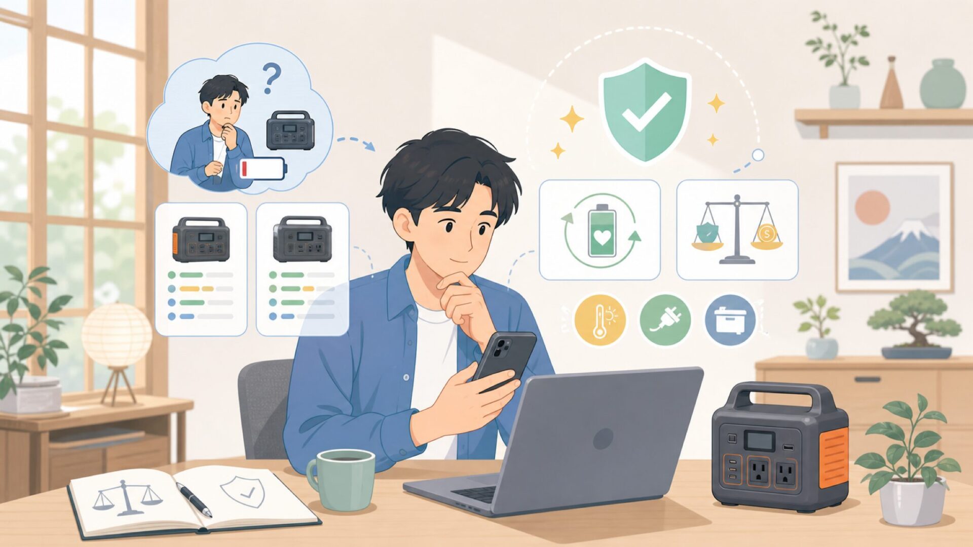 Jackery製品の寿命と長持ちさせるコツを表すイラスト