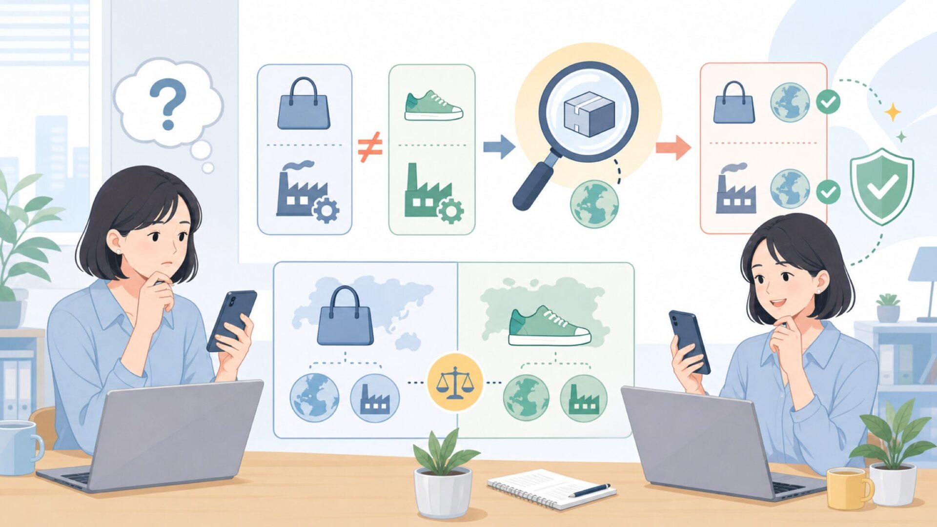 ブランドの国と製造国は違う?Made inの見分け方を表すイラスト