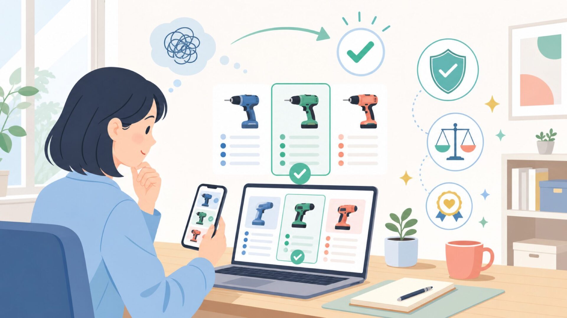 DEKOPROと同価格帯ブランドを徹底比較を表すイラスト