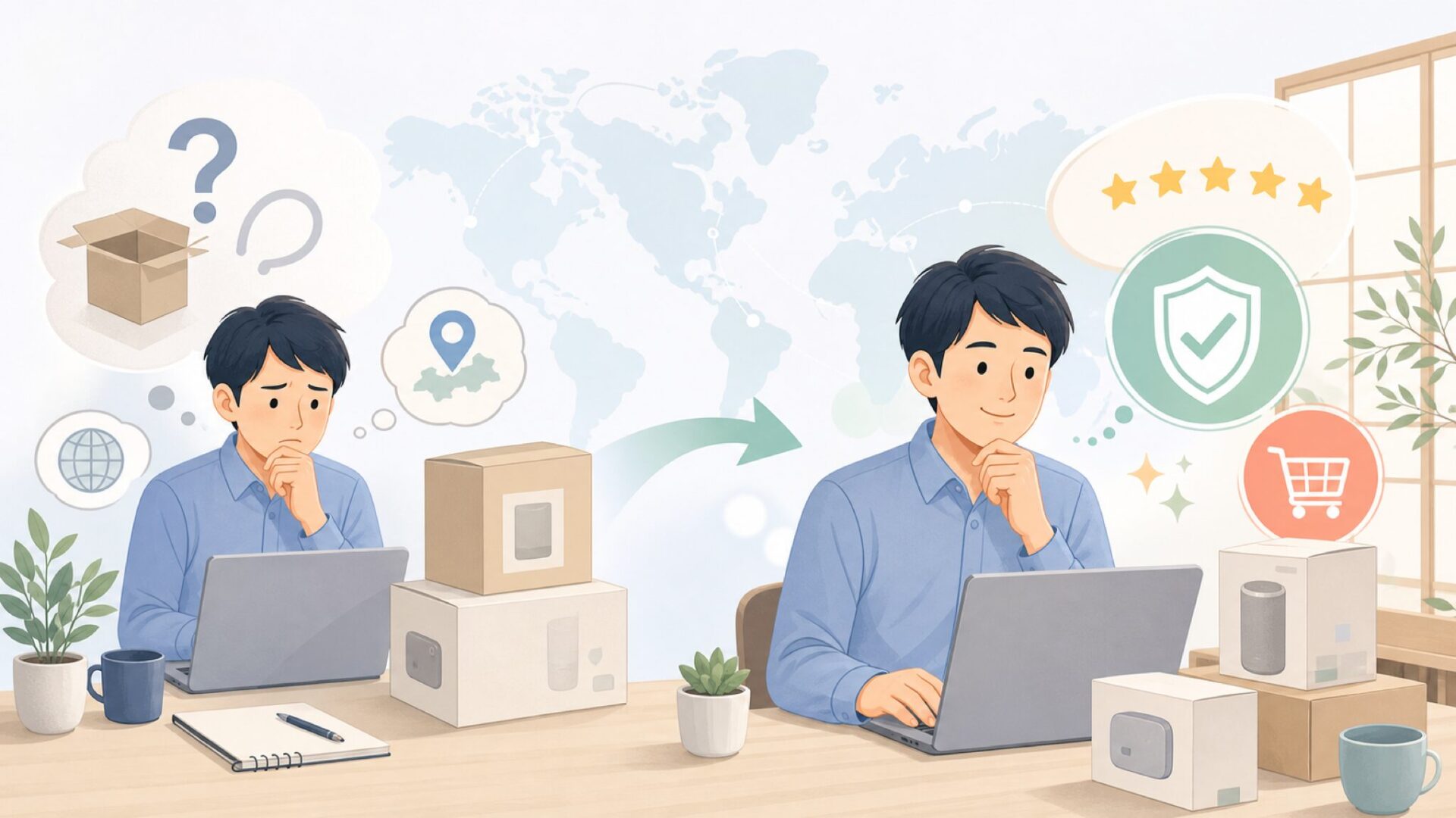 Happilaffをお得に・安心して購入するための実践ガイドを表すイラスト