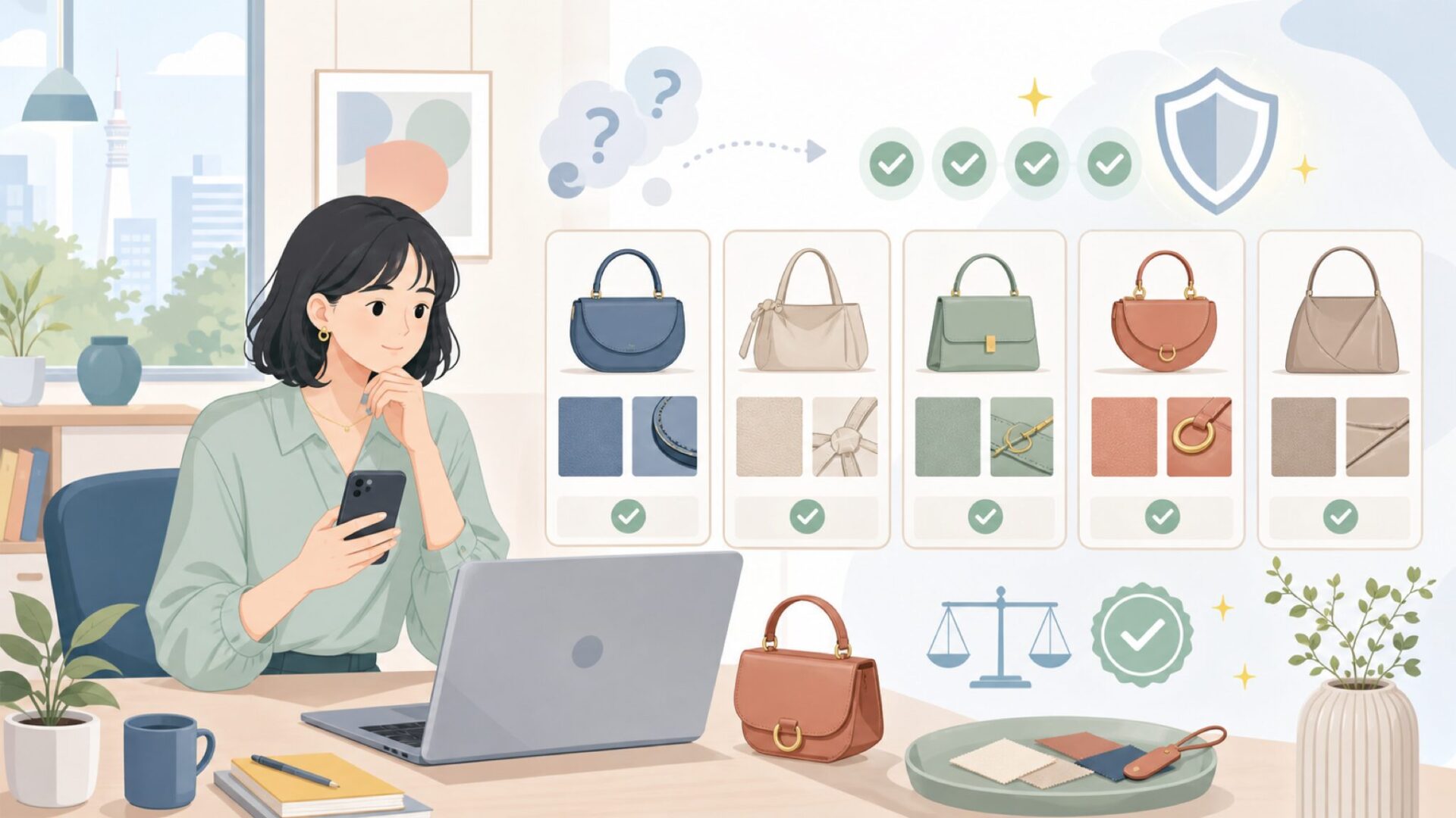 YUZEFI好きが比較したいヨーロッパ発ブランド5選を表すイラスト