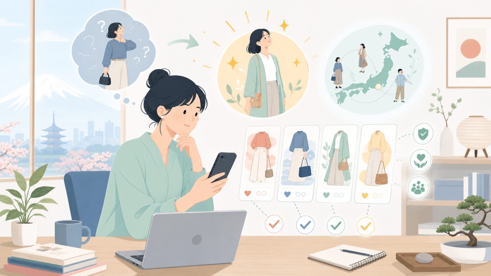 NERDYが体現するファッション哲学と日本での広がりを表すイラスト