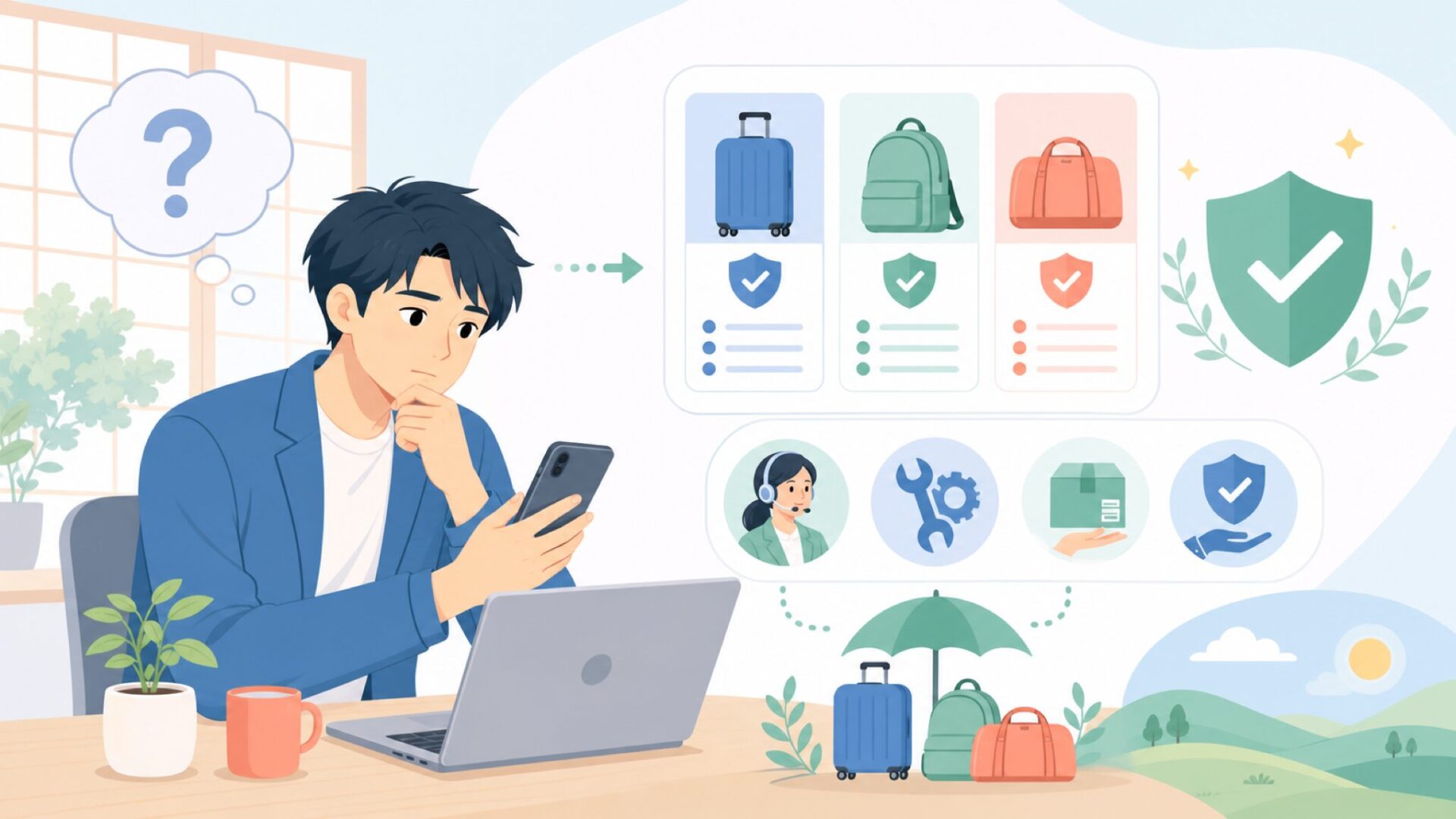 Travistarの保証内容とアフターサービスを表すイラスト