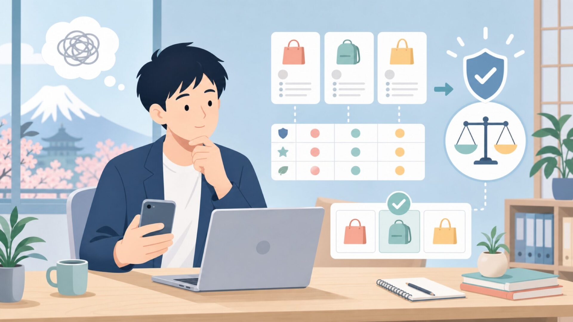 同価格帯の競合ブランドとの比較を表すイラスト