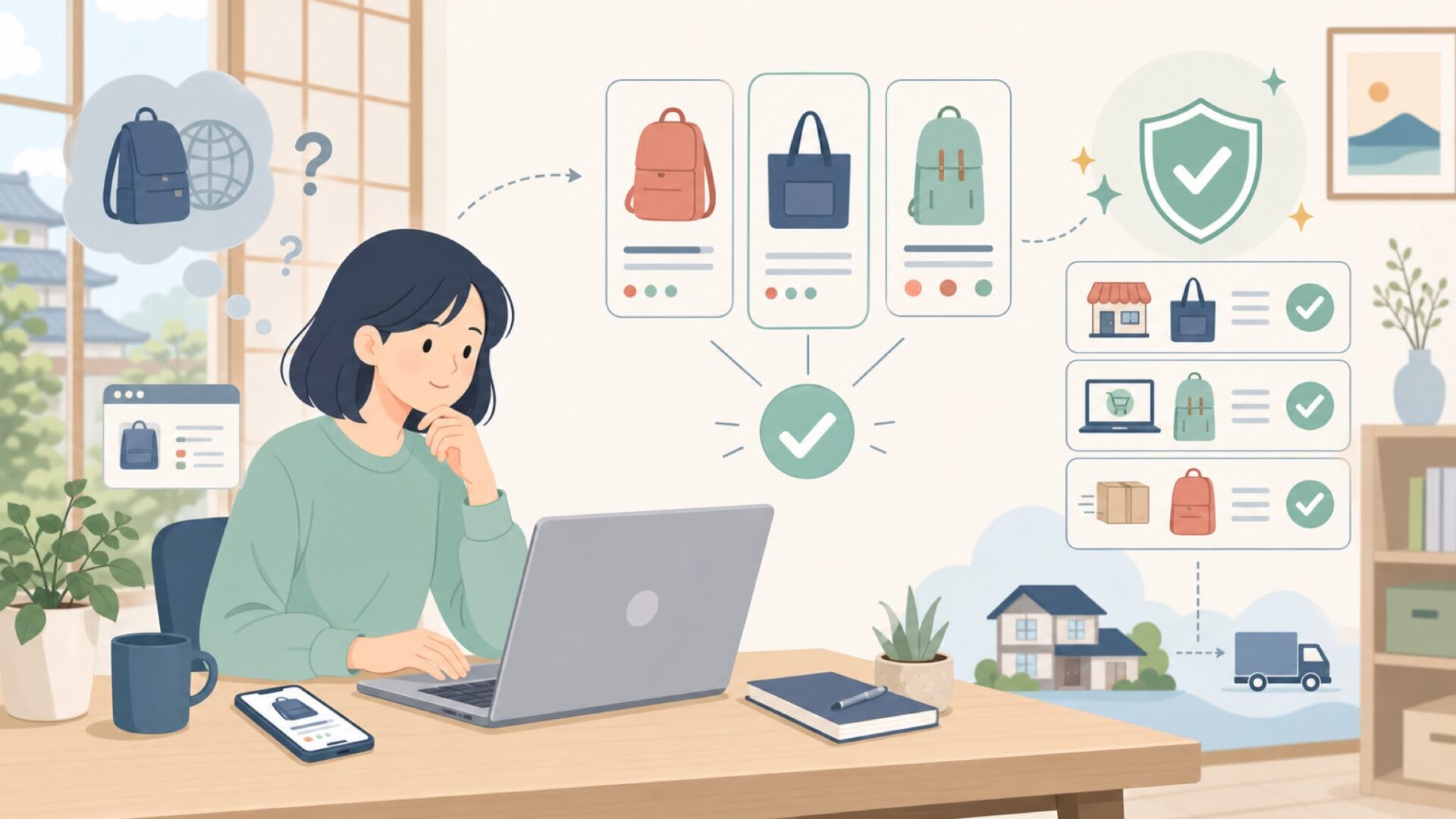 日本でHerschelを購入するにはを表すイラスト